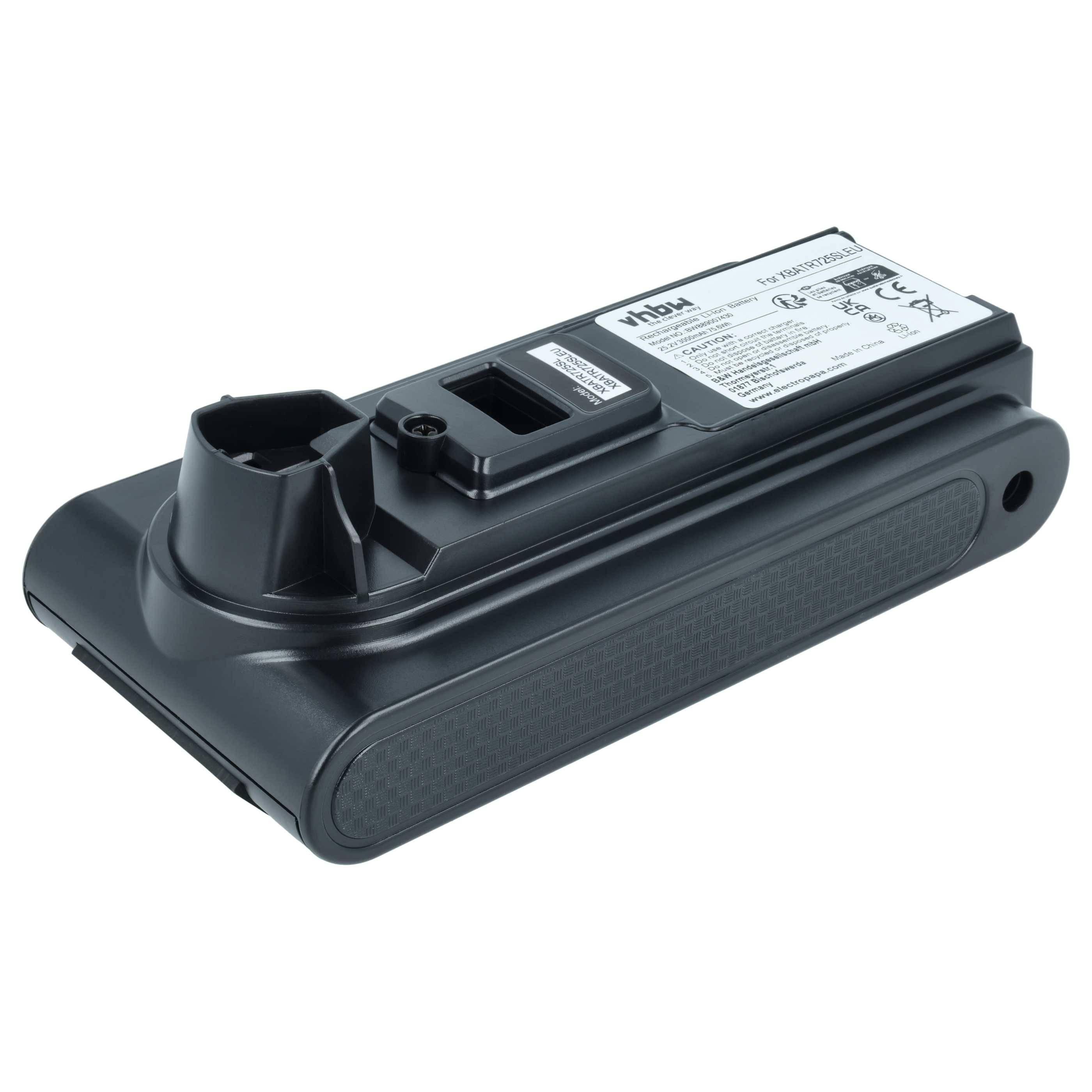 vhbw Akku kompatibel mit Shark IZ400, IZ500 Staubsauger Schwarz (3000 mAh, 25,2 V, Li-Ion)