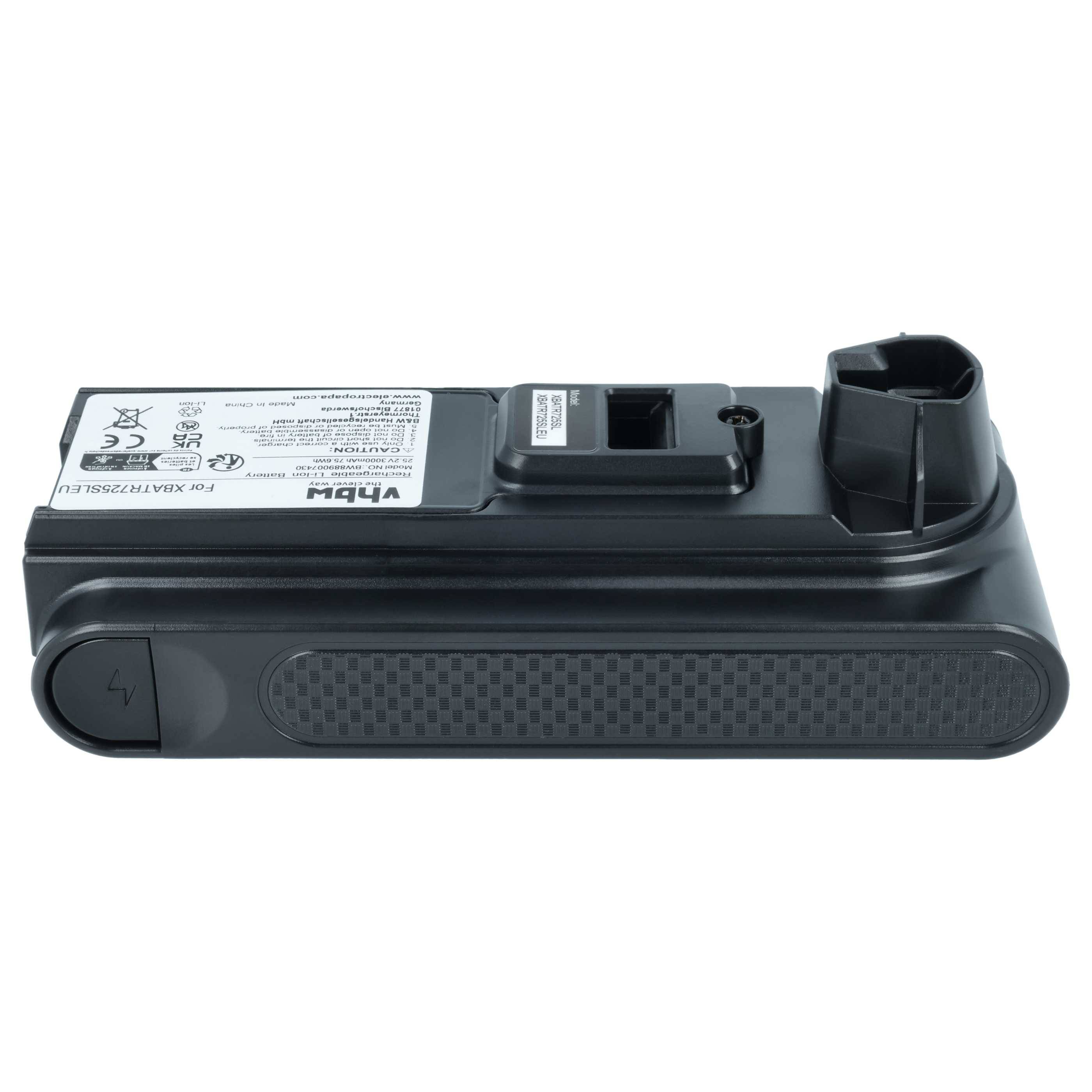 vhbw Akku kompatibel mit Shark IZ400, IZ500 Staubsauger Schwarz (3000 mAh, 25,2 V, Li-Ion)