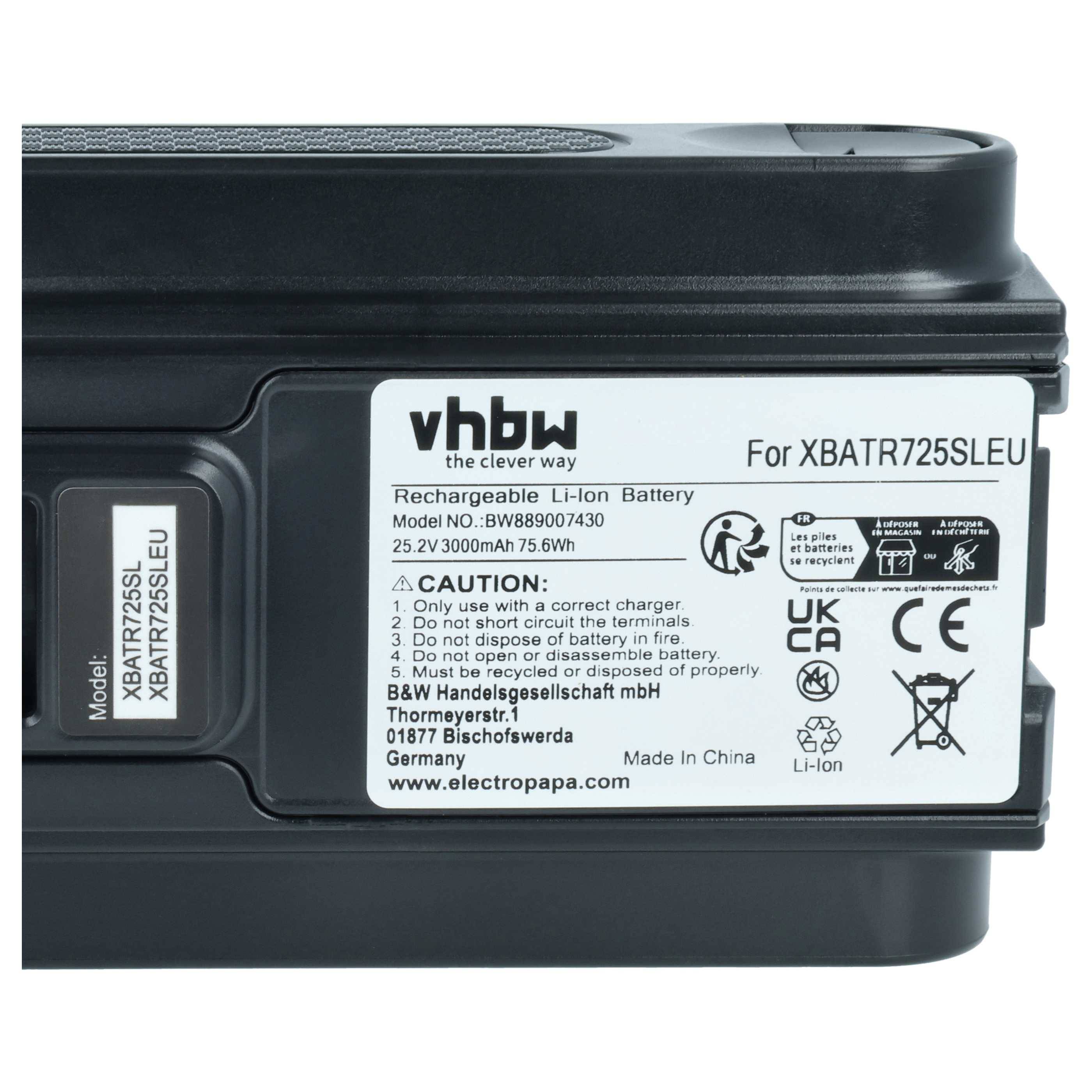 vhbw Akku kompatibel mit Shark IZ400, IZ500 Staubsauger Schwarz (3000 mAh, 25,2 V, Li-Ion)