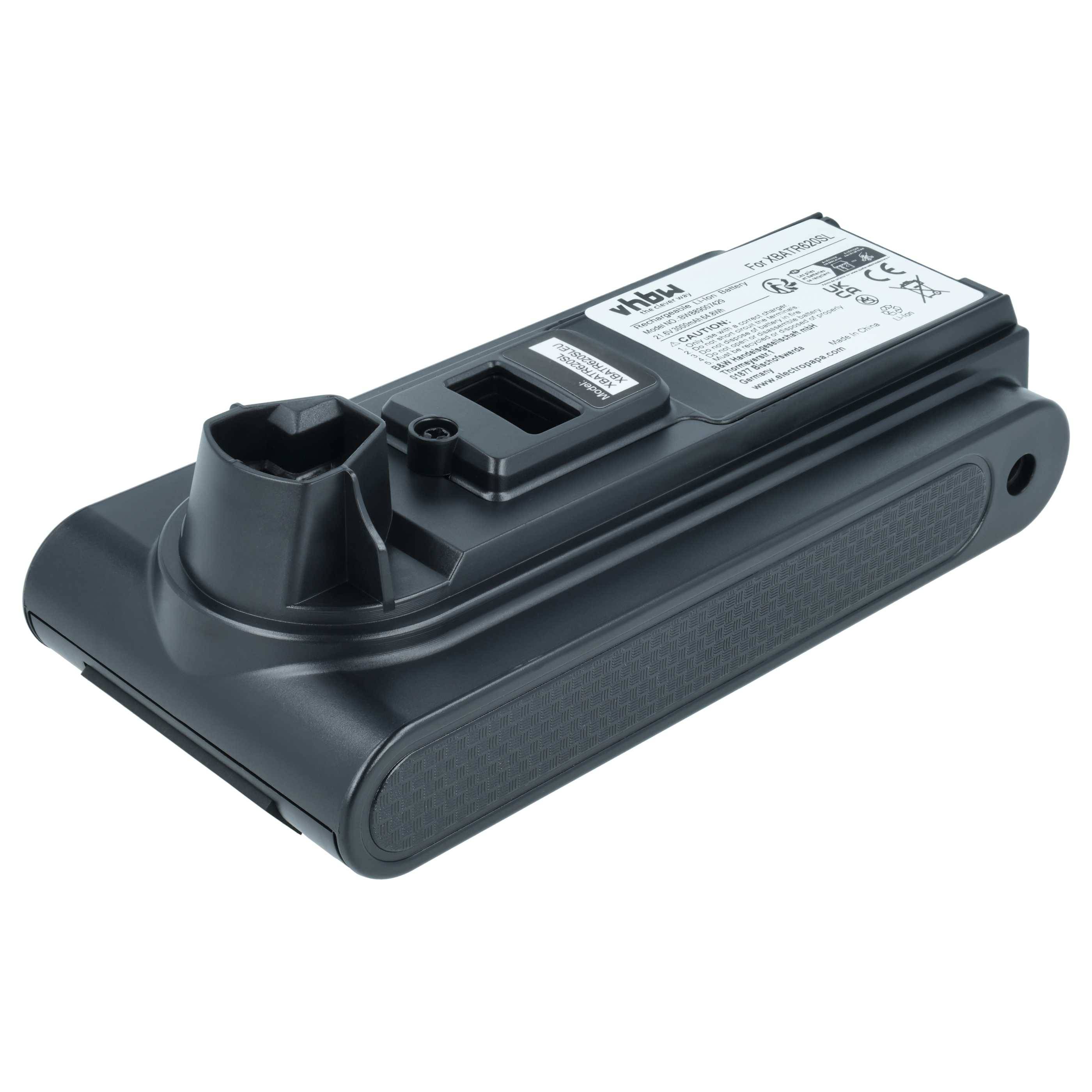 vhbw Akku Ersatz für Shark XBATR620SL | XBATR625SLEU, XBATR625SL für Staubsauger Schwarz (3000 mAh, 21,6 V, Li-Ion)