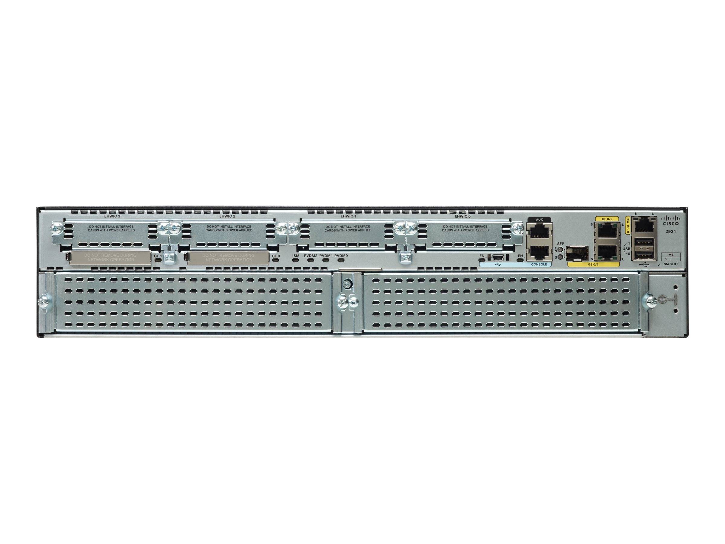 Cisco 2921 Security Bundle - Router - GigE - WAN-Ports: 3 - an Rack montierbar - mit Cisco 4G LTE Wireless WAN Card (EHW