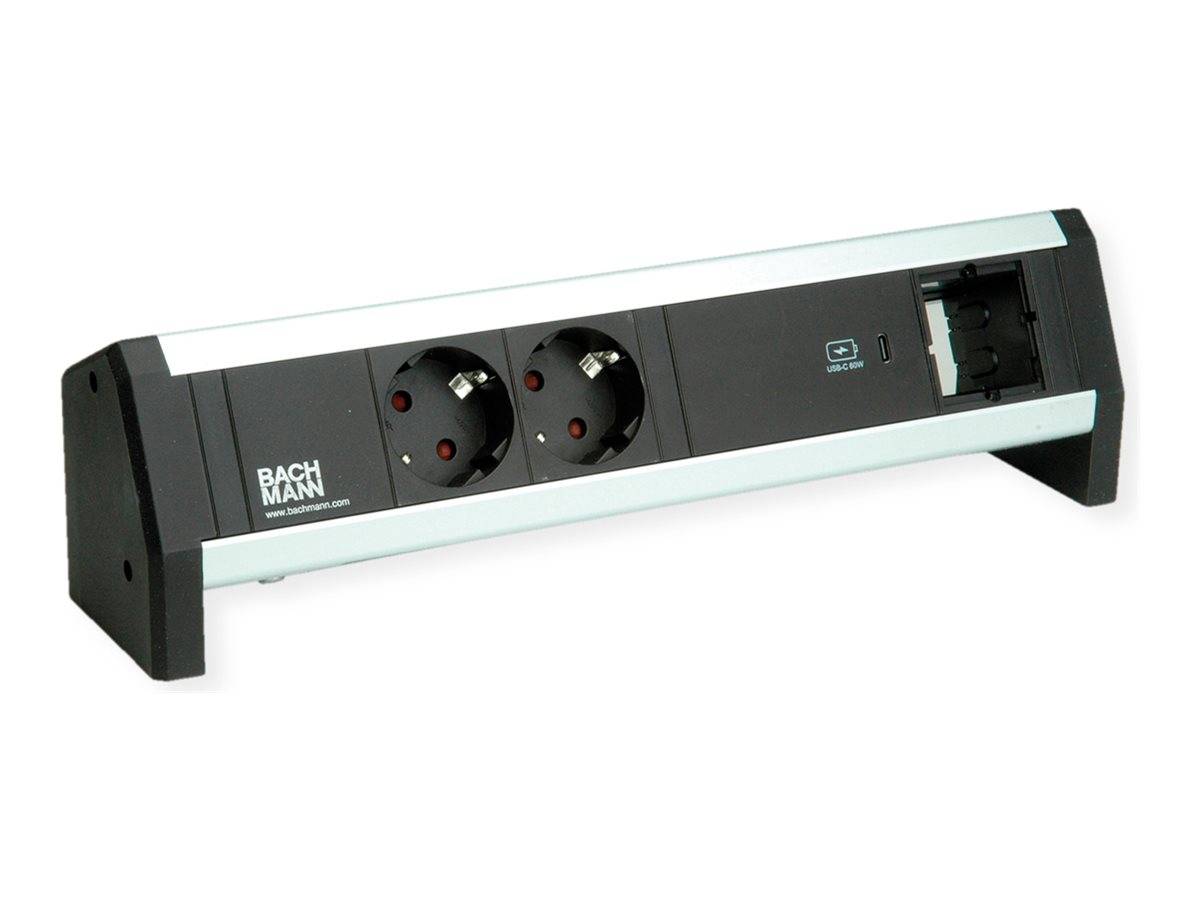 BACHMANN DESK 2xSchutzkontakt USB C, USB Charger 60W 1xABD GST18