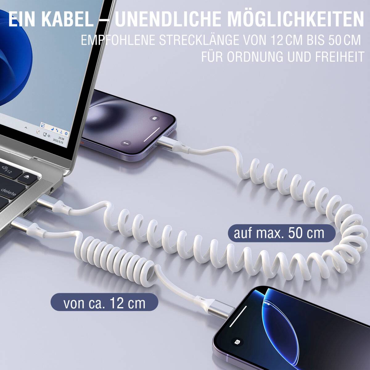 4smarts 541601, 1,35 m, USB C, USB C, 0,48 Gbit/s, Weiß