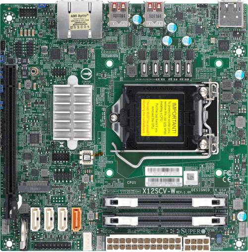 SUPERMICRO X12SCV-W - Motherboard - Mini-ITX - LGA1200-Sockel - W480E Chipsatz - 2 x 2.5 Gigabit LAN - Onboard-Grafik (C