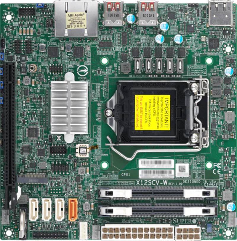 SUPERMICRO X12SCV-W - Motherboard - Mini-ITX - LGA1200-Sockel - W480E Chipsatz - 2 x 2.5 Gigabit LAN - Onboard-Grafik (C