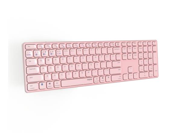 Rapoo E9800M Tastatur RF Wireless + Bluetooth QWERTZ Deutsch Pink (00220284)
