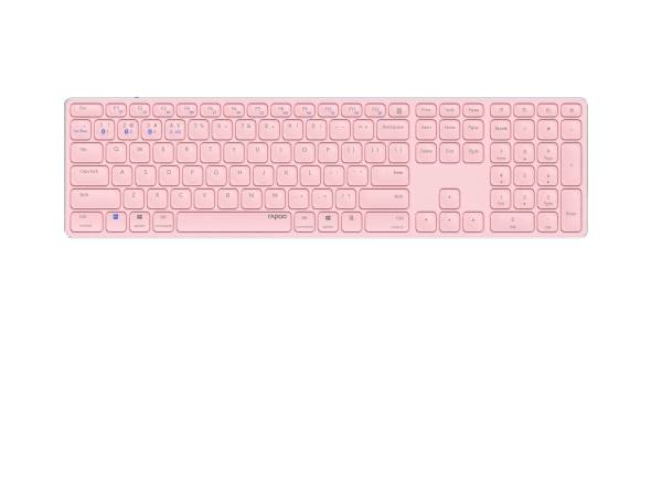 Rapoo E9800M Tastatur RF Wireless + Bluetooth QWERTZ Deutsch Pink (00220284)