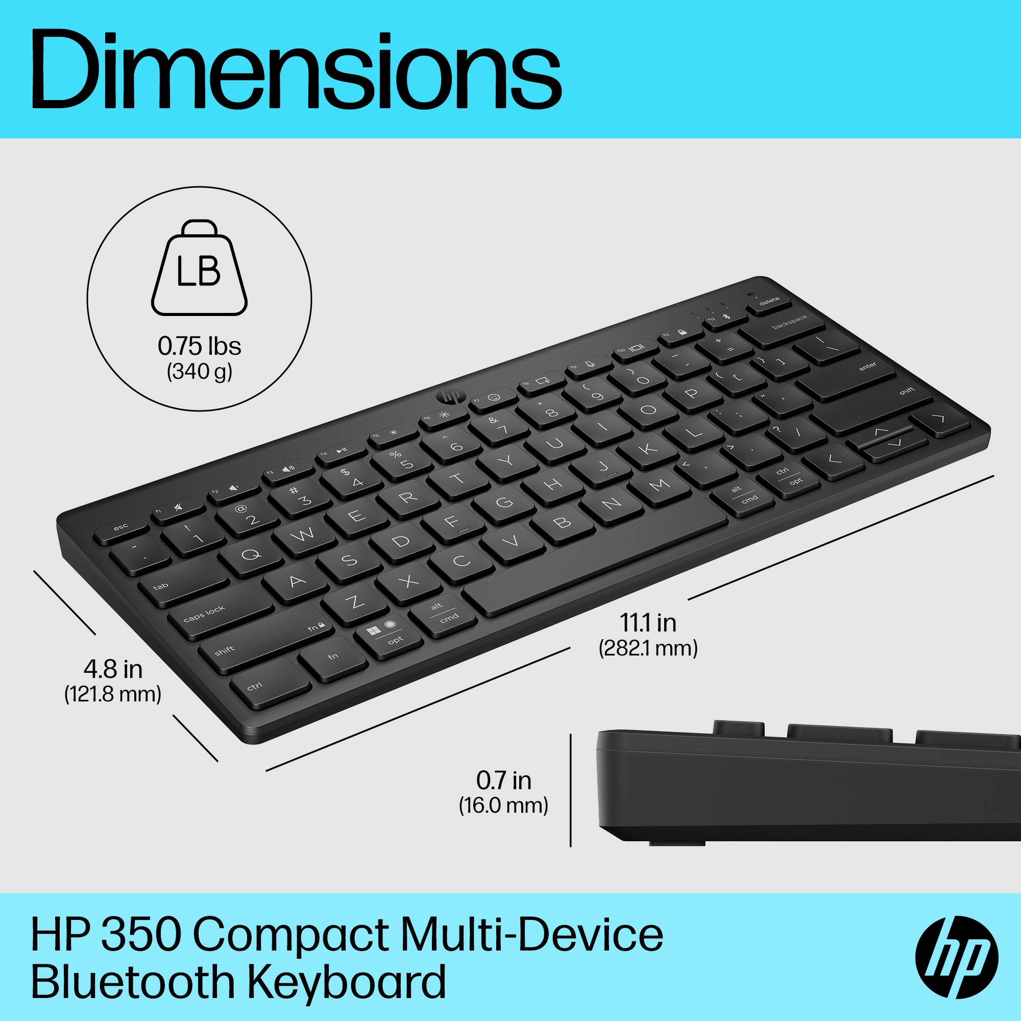 HP 350 BLK Compact Multi-Devic - Tastatur - Bluetooth - TL: Italienisch, QWERTY