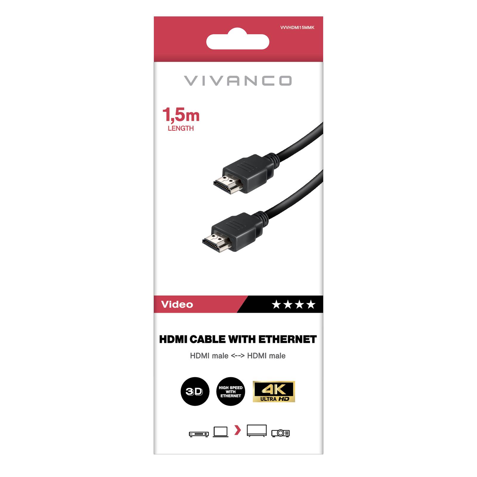 High Speed HDMI Cable with Ethernet - Kabel - Digital/Display/Video