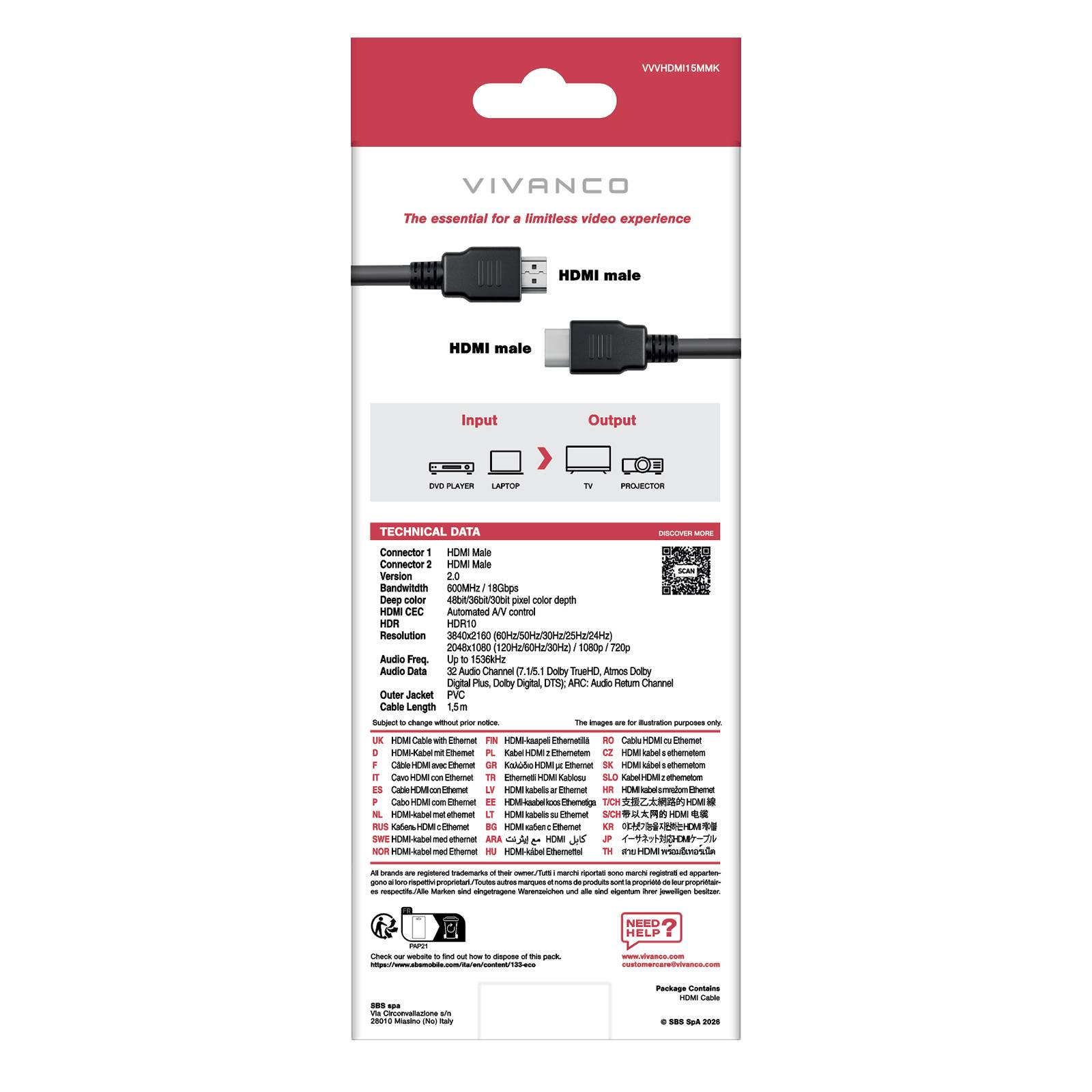 High Speed HDMI Cable with Ethernet - Kabel - Digital/Display/Video