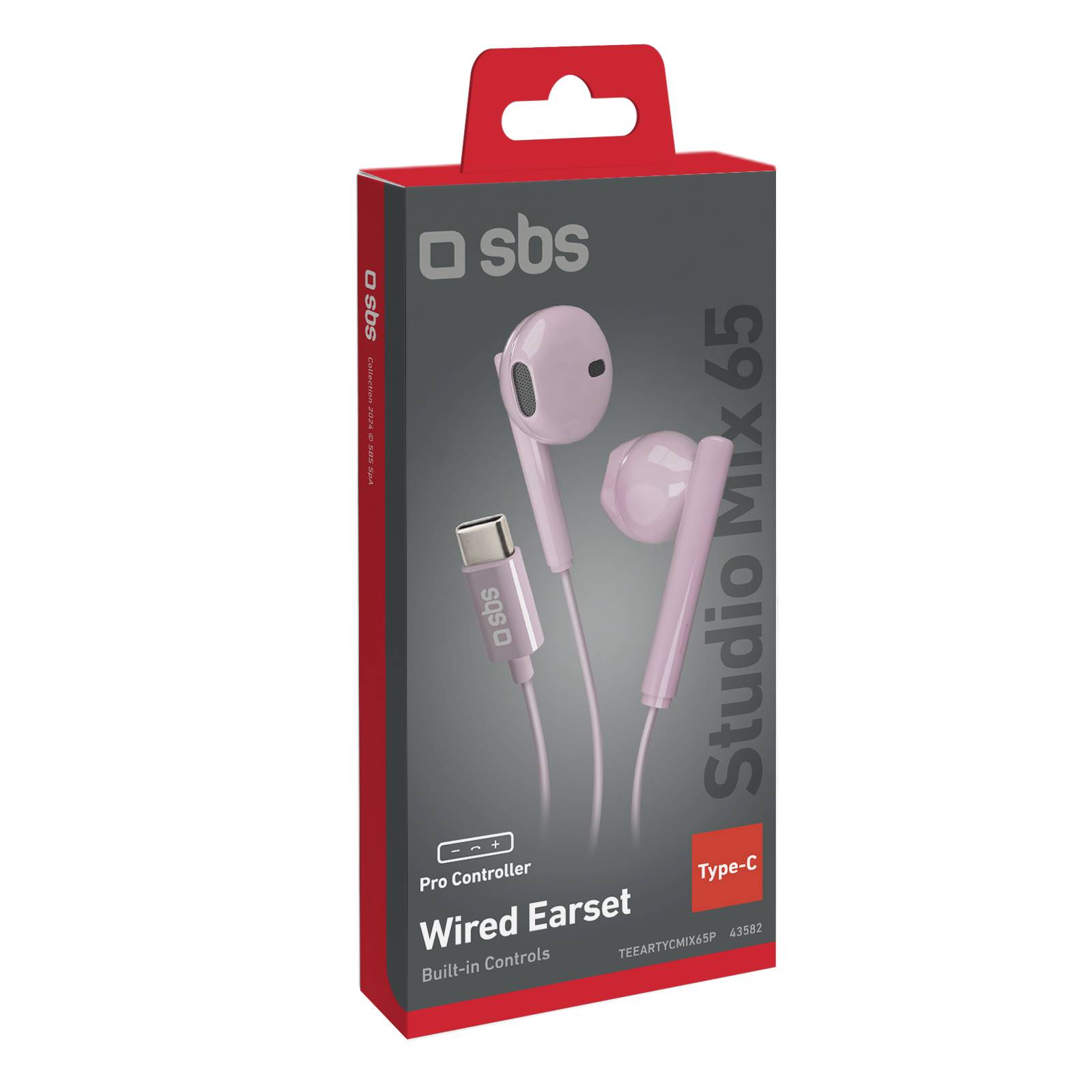 SBS Studio Mix 65c¿ Semi-In-Ear-Kopfhörer mit USB-C-Anschluss pink - Headset - T