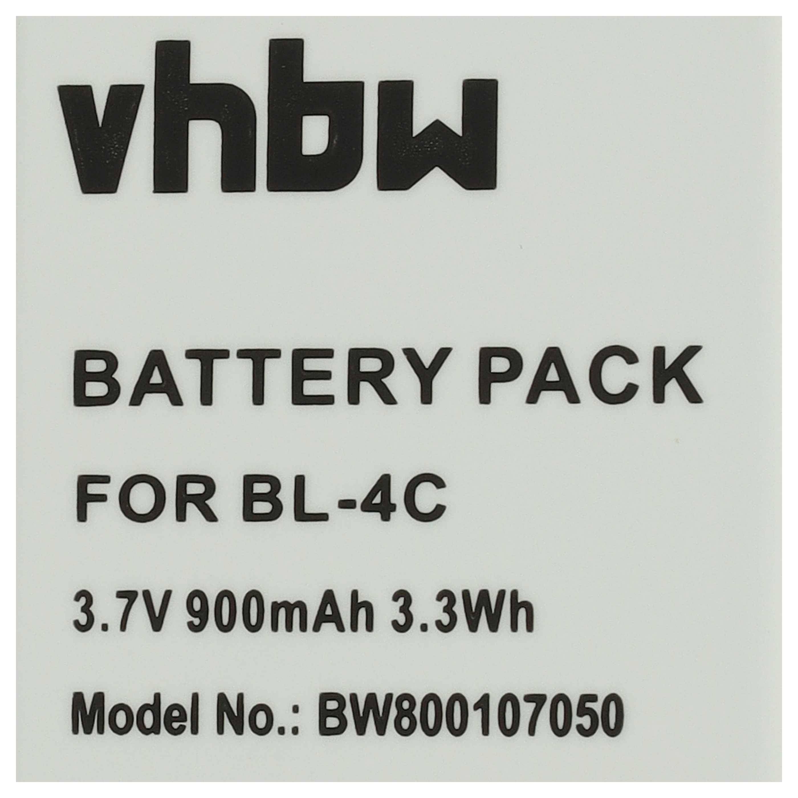 vhbw 5x Akku kompatibel mit Hyundai MB-121 Handy Smartphone Telefon (900 mAh, 3,7 V, Li-Ion)