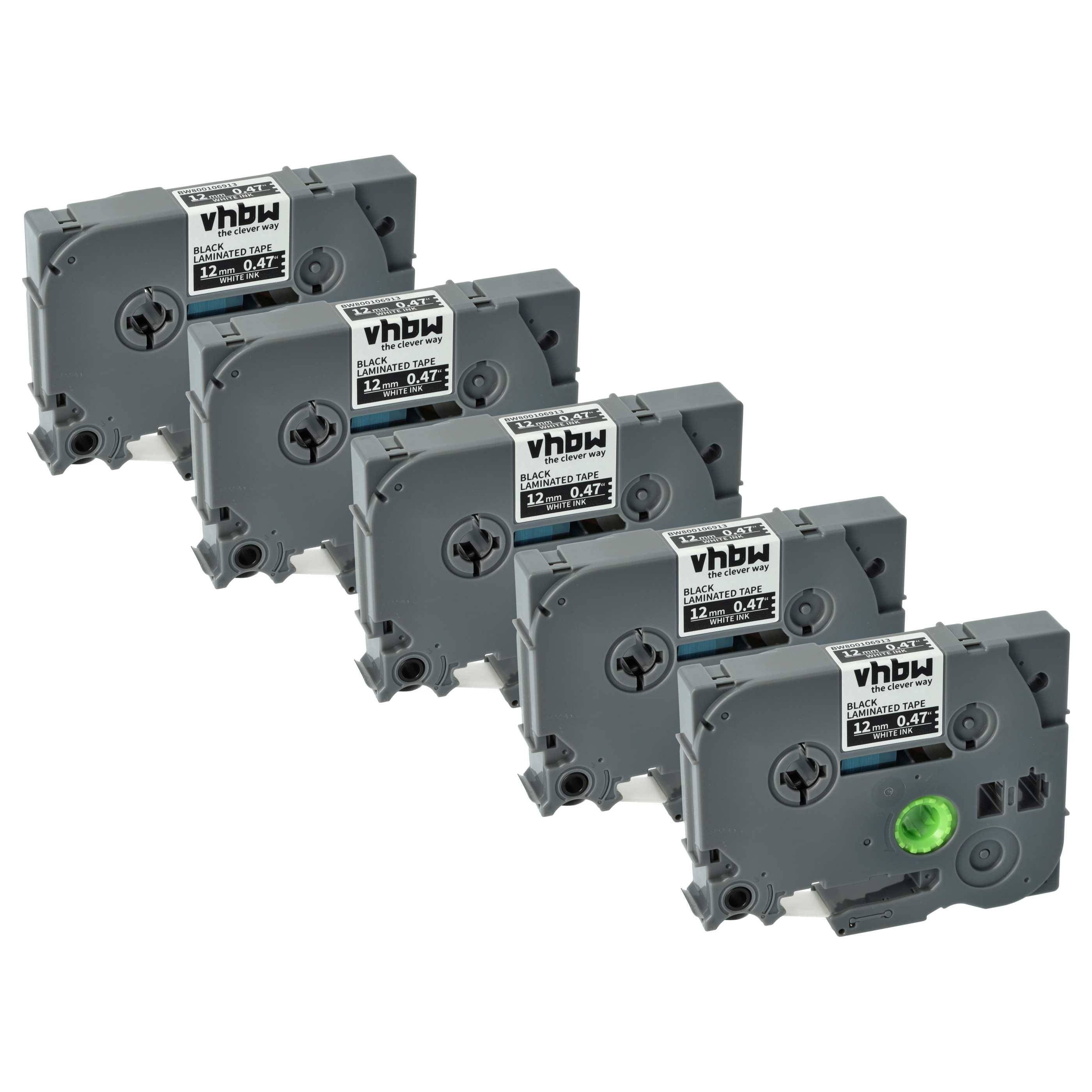 vhbw 5x Schriftband-Kassette kompatibel mit Brother PT 1005FB, 1010NB, 1010NB, 1010R1, 1080, 1010 Etiketten-Drucker 8m x