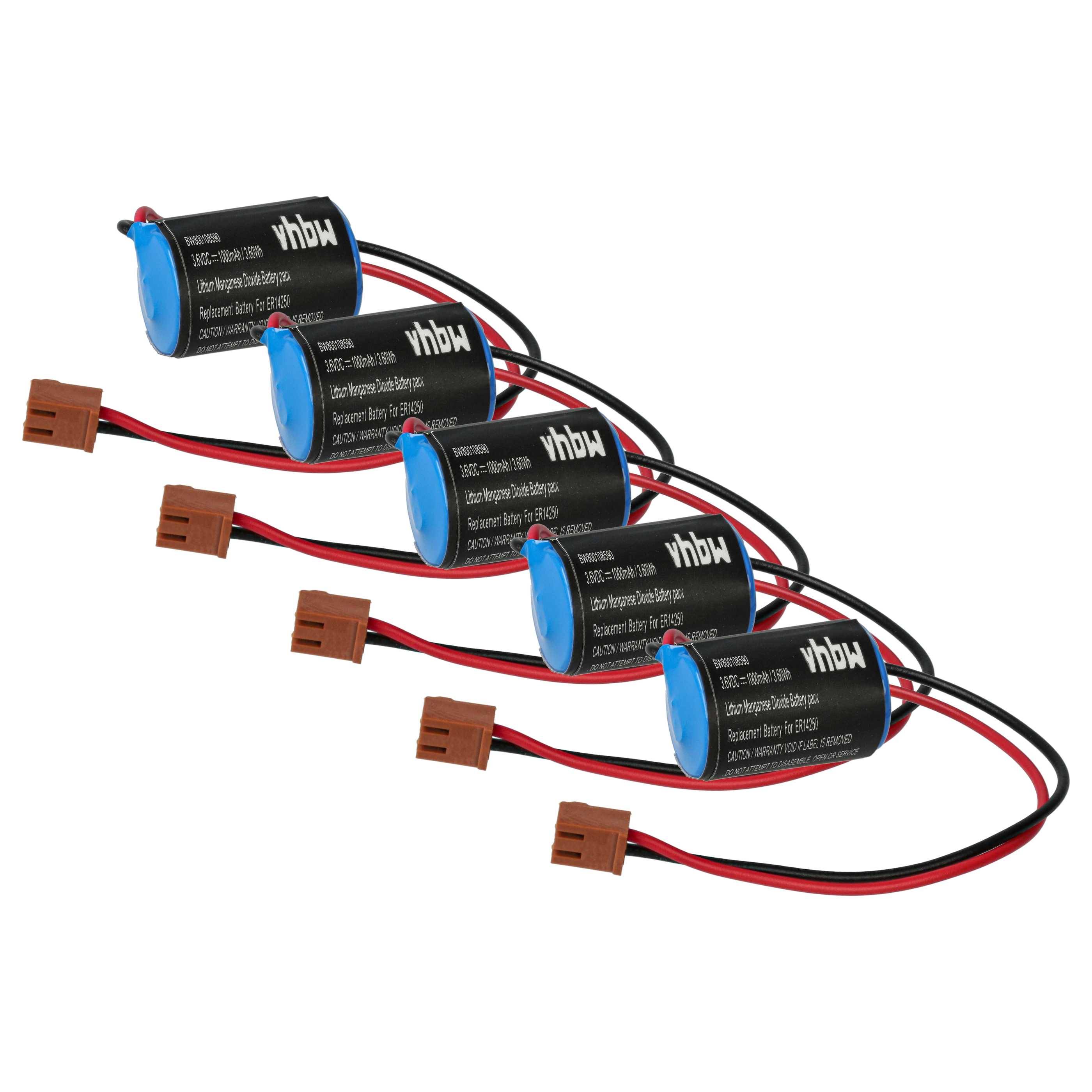 vhbw 5x Akku Ersatz für Omron CPM2A-BAT01 für PLC Programmable Logic Controller (1000 mAh, 3,6 V, Li-Ion)