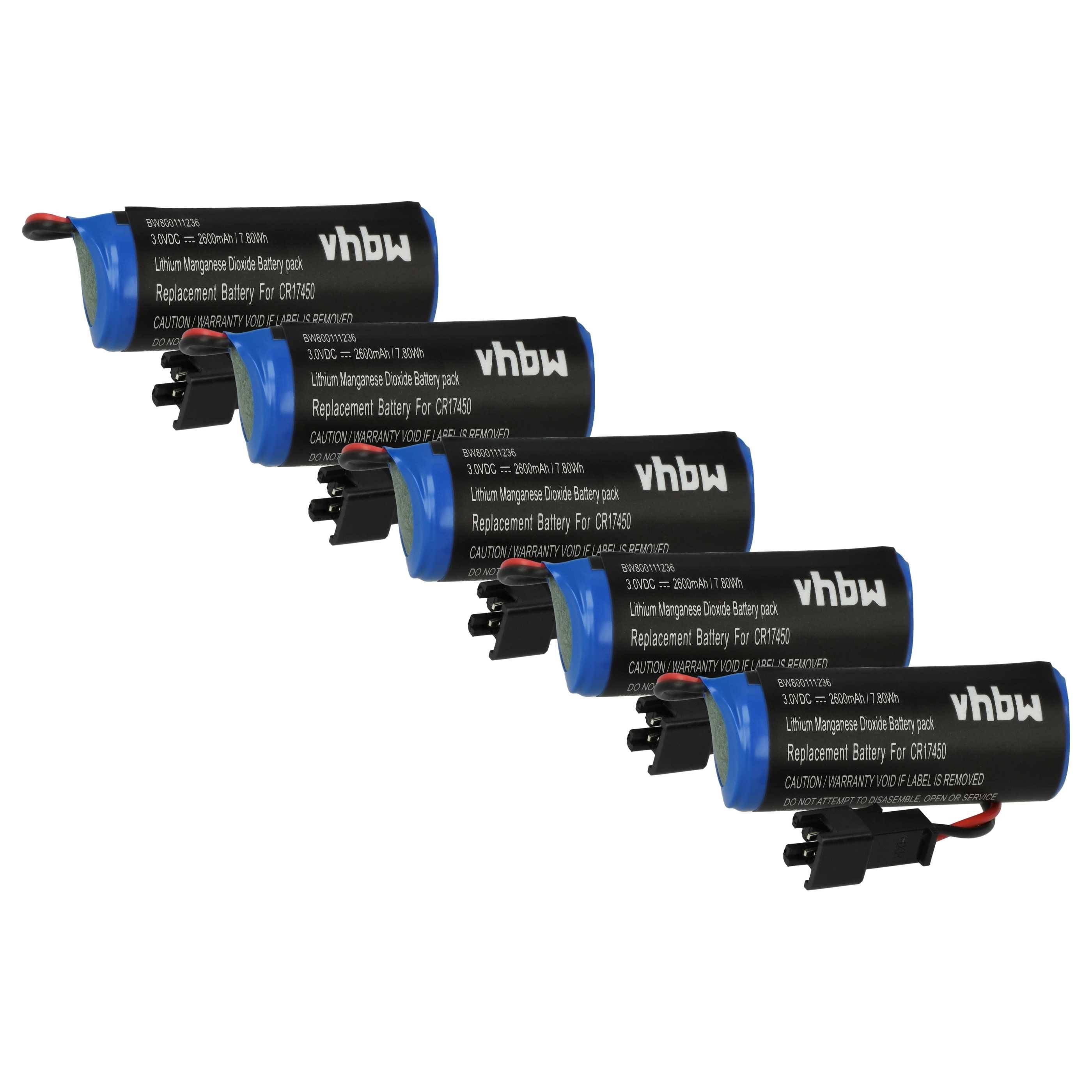 vhbw 5x Akku Ersatz für Wallingford TH559EDV410R, 37858 für PLC Programmable Logic Controller (2600 mAh, 3 V, Li-Ion)