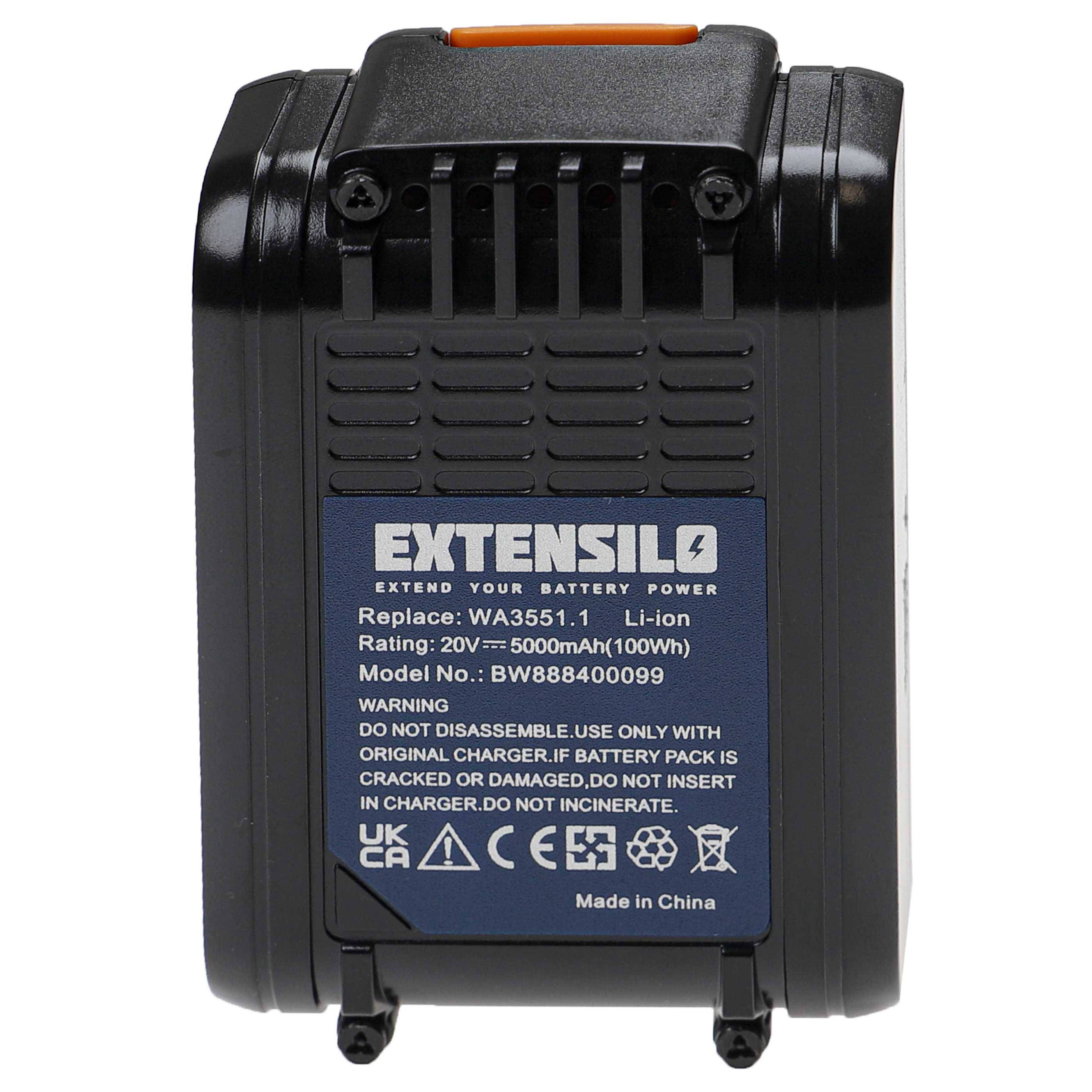 EXTENSILO 2x Akku kompatibel mit Worx Landroid M700 2019 | M500 WR141E, M500 Plus, M700, M700 2.0 2022 Werkzeug (5000