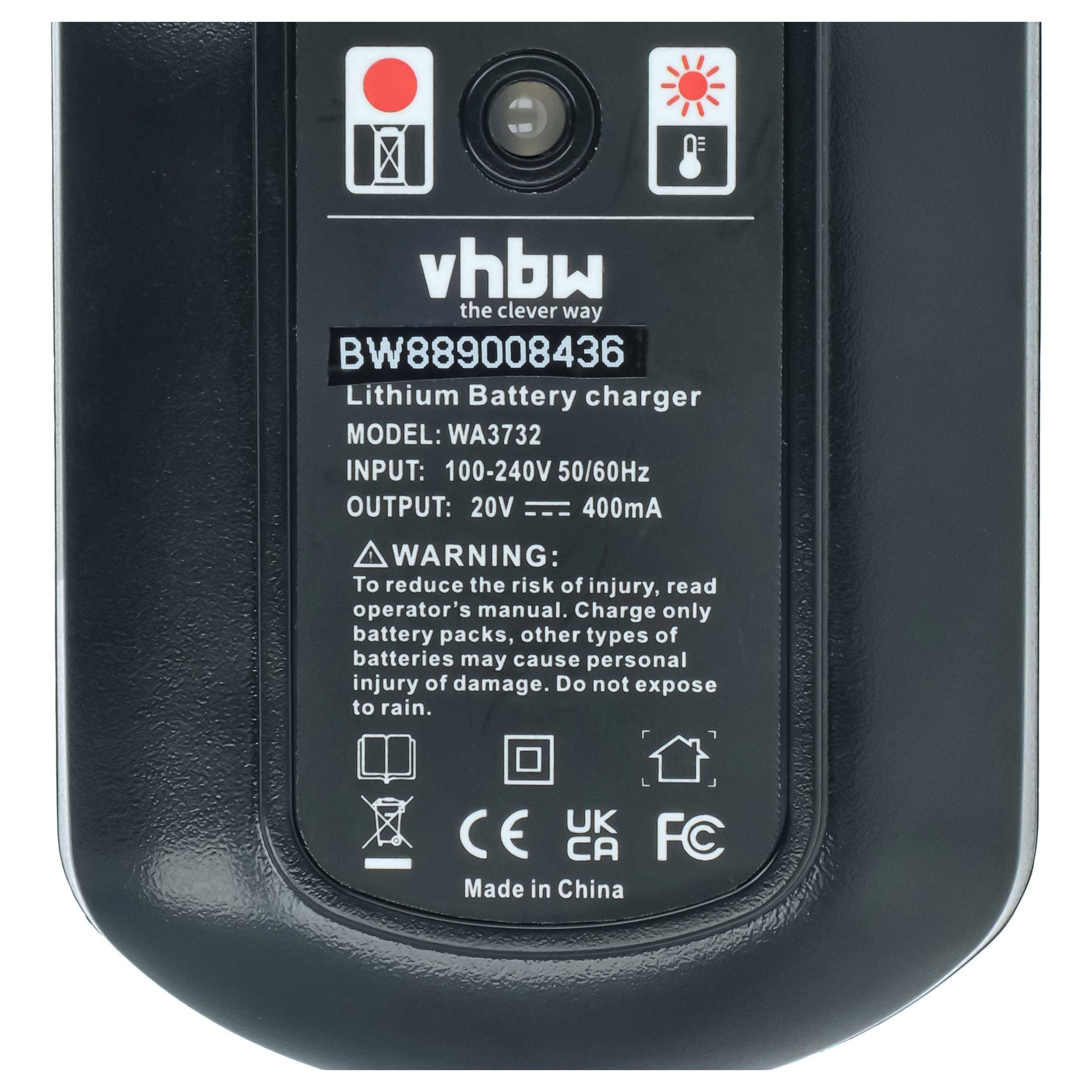 vhbw Ladegerät inkl. Netzteil kompatibel mit Worx RK1808K2, RK1807K2, RK1806K2, RK2701K, RK1809K2 Werkzeug Li-Ion-Akkus