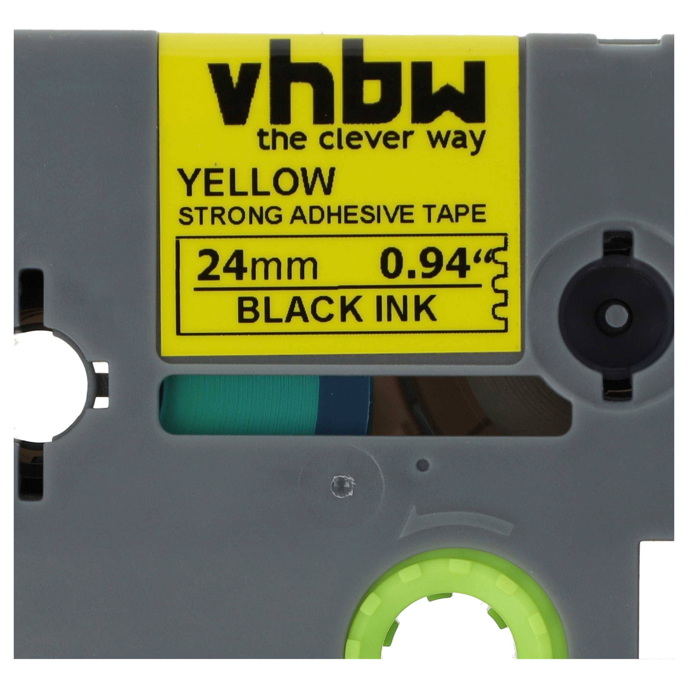 vhbw 5x Schriftband-Kassette kompatibel mit Brother PT 9600, 9700PC, 9800PCN Etiketten-Drucker 8m x 24mm Schwarz auf