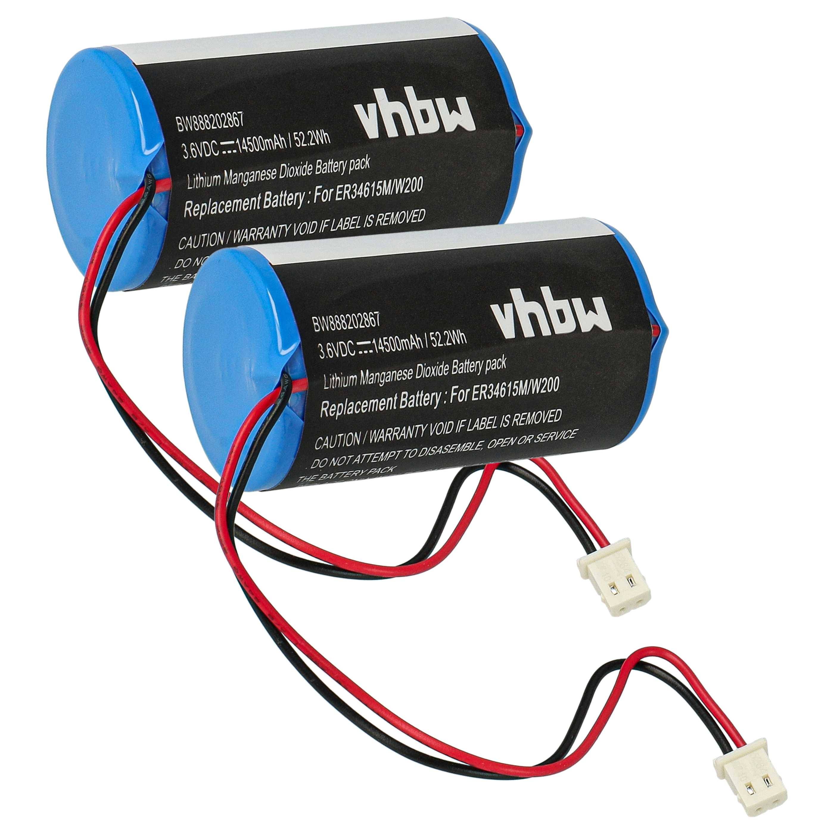 vhbw 2x Batterie Ersatz für Visonic 0-9912-K, ER34615M, ER34615M/W200, 88030498 für Alarmanlage, Alarmsystem (14500 mAh