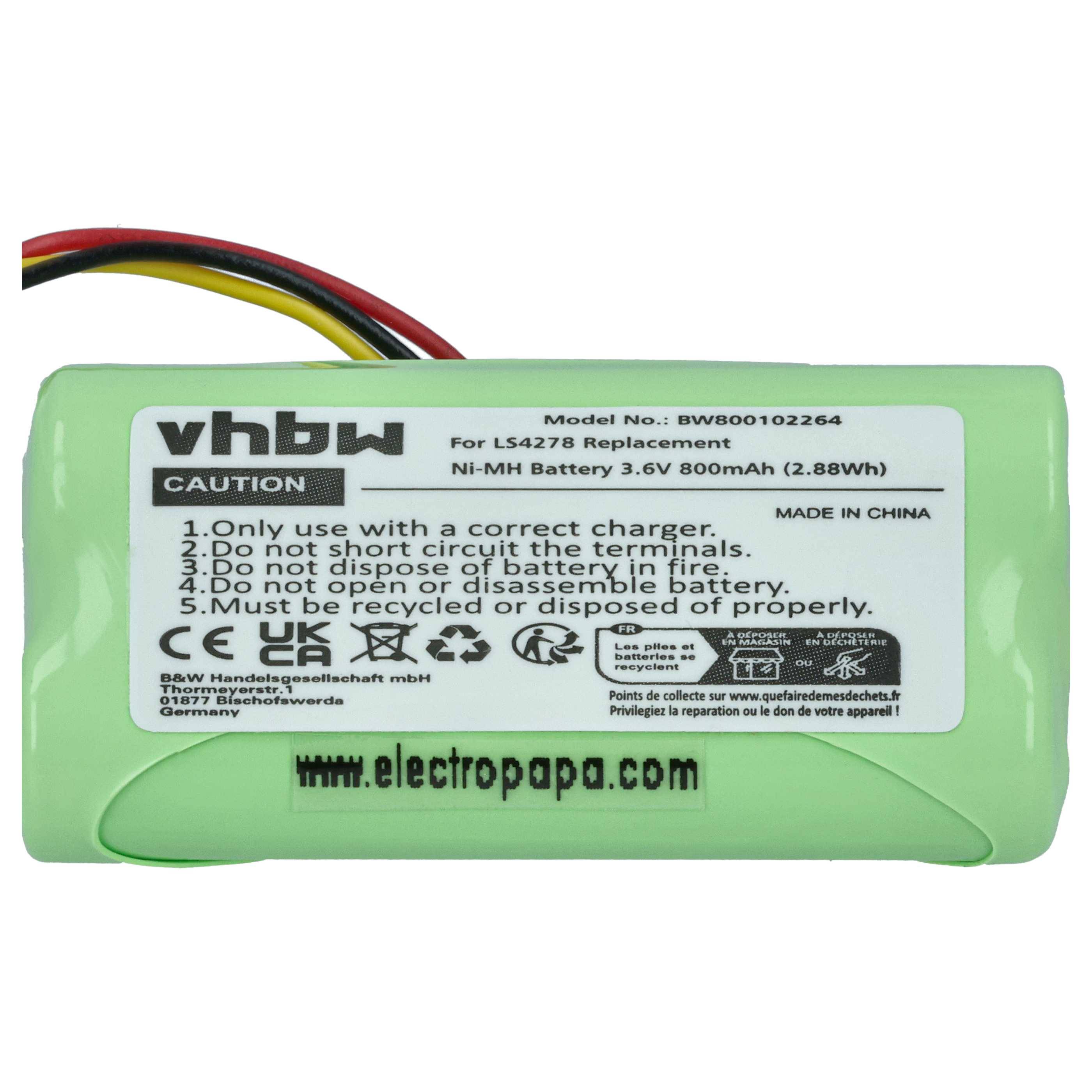 vhbw 2x Akku Ersatz für Zebra BTRY-LS42RAA0E-01 für Barcodescanner POS (800 mAh, 3,6 V, NiMH)