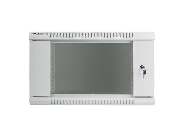 LANBERG 19" 6U 600x450 Wandgehäuse Glastür (FlatPack) grau