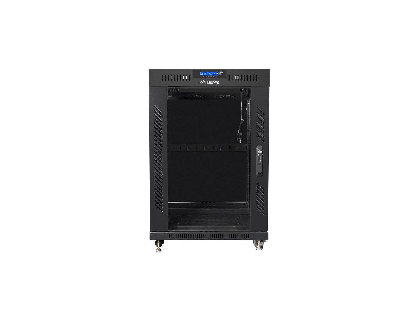 LANBERG 19" 15U 600x600 freist. LCD Glastür V2 (FlatPack) sw (Speditionsversand)