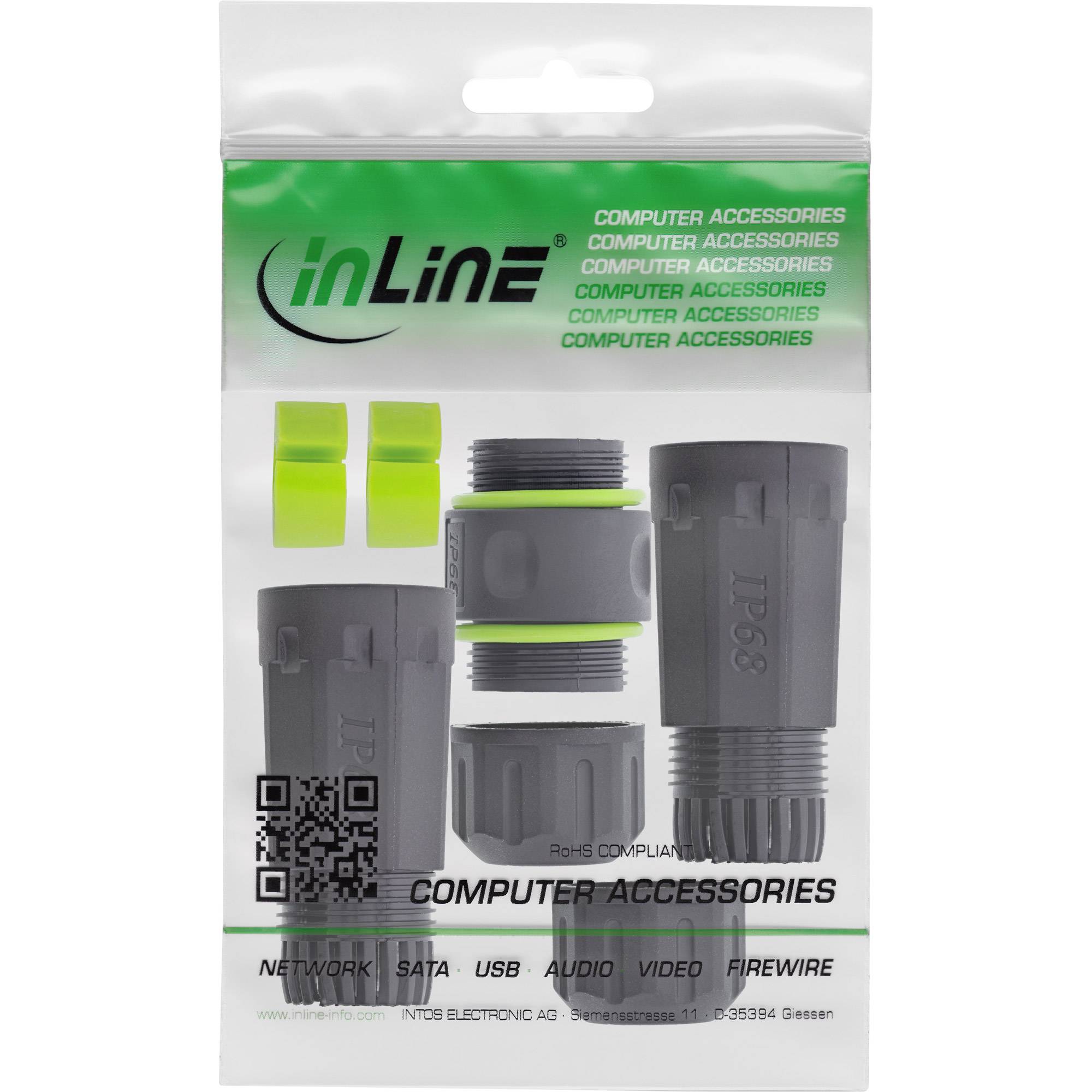 InLine® LWL-Kupplung SC, IP68, 2x2 SC Buchse, Outdoor, M20 Adapter / Konverter IP68 Wasserdichte