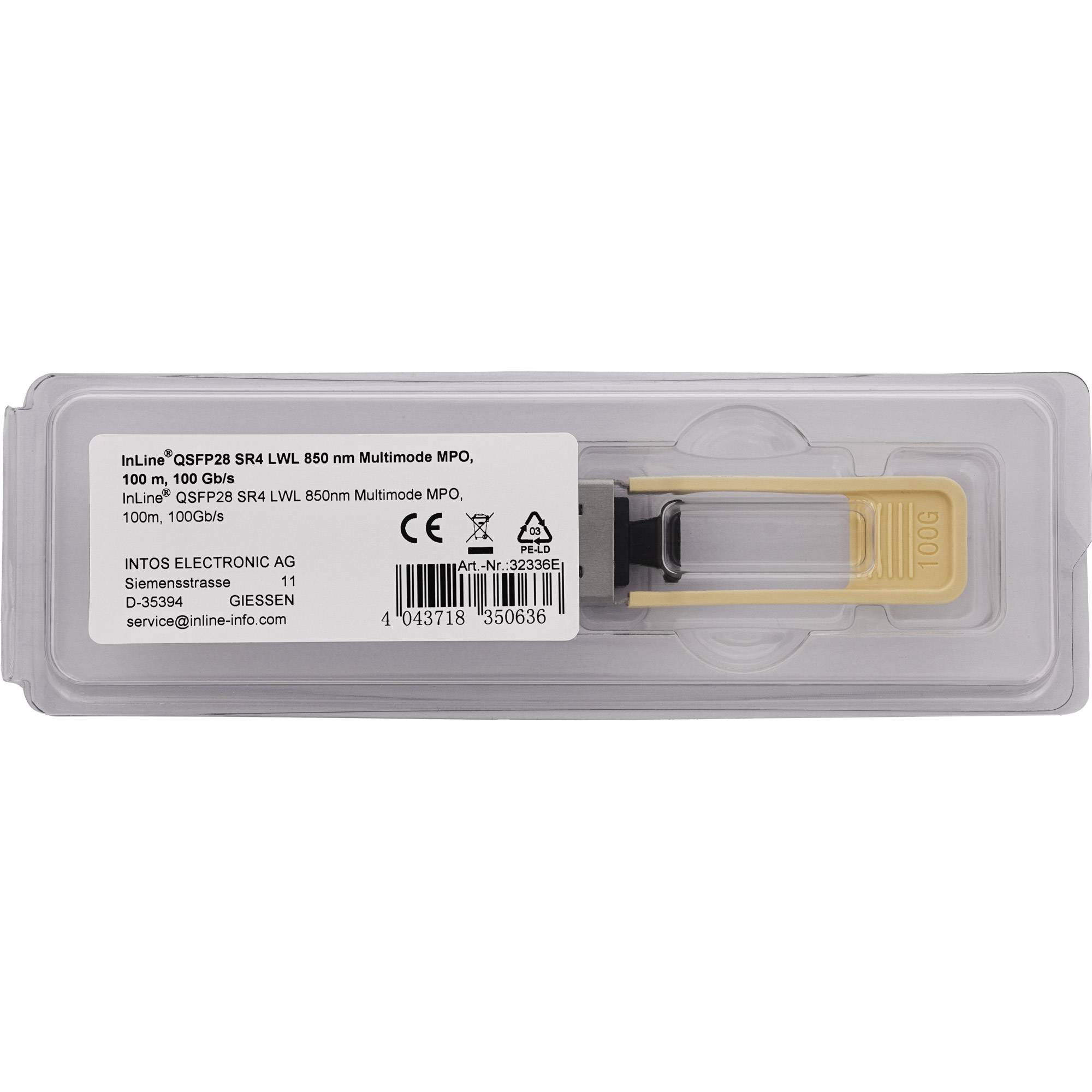 InLine® QSFP28 SR4 Modul LWL 850nm Multimode MPO, 100m, 100Gb/s Netzwerk-Infrastruktur SFP Module