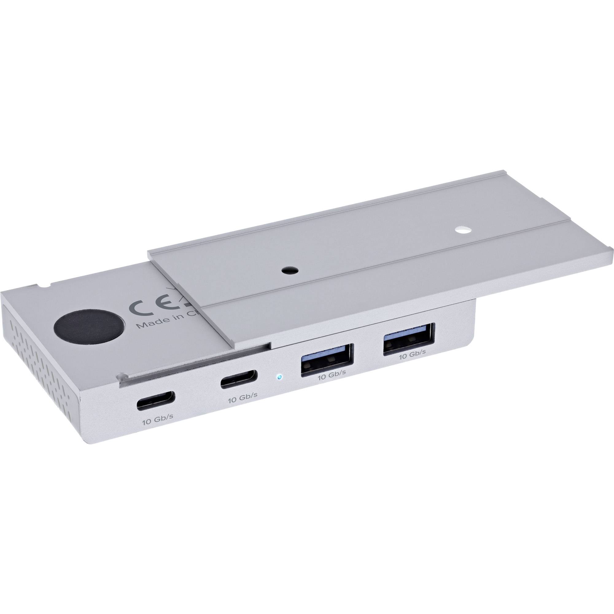 InLine 4-Port Magnetic USB Hub, 2x USB-C, 2x USB-A, 10Gb/s, aluminium housing