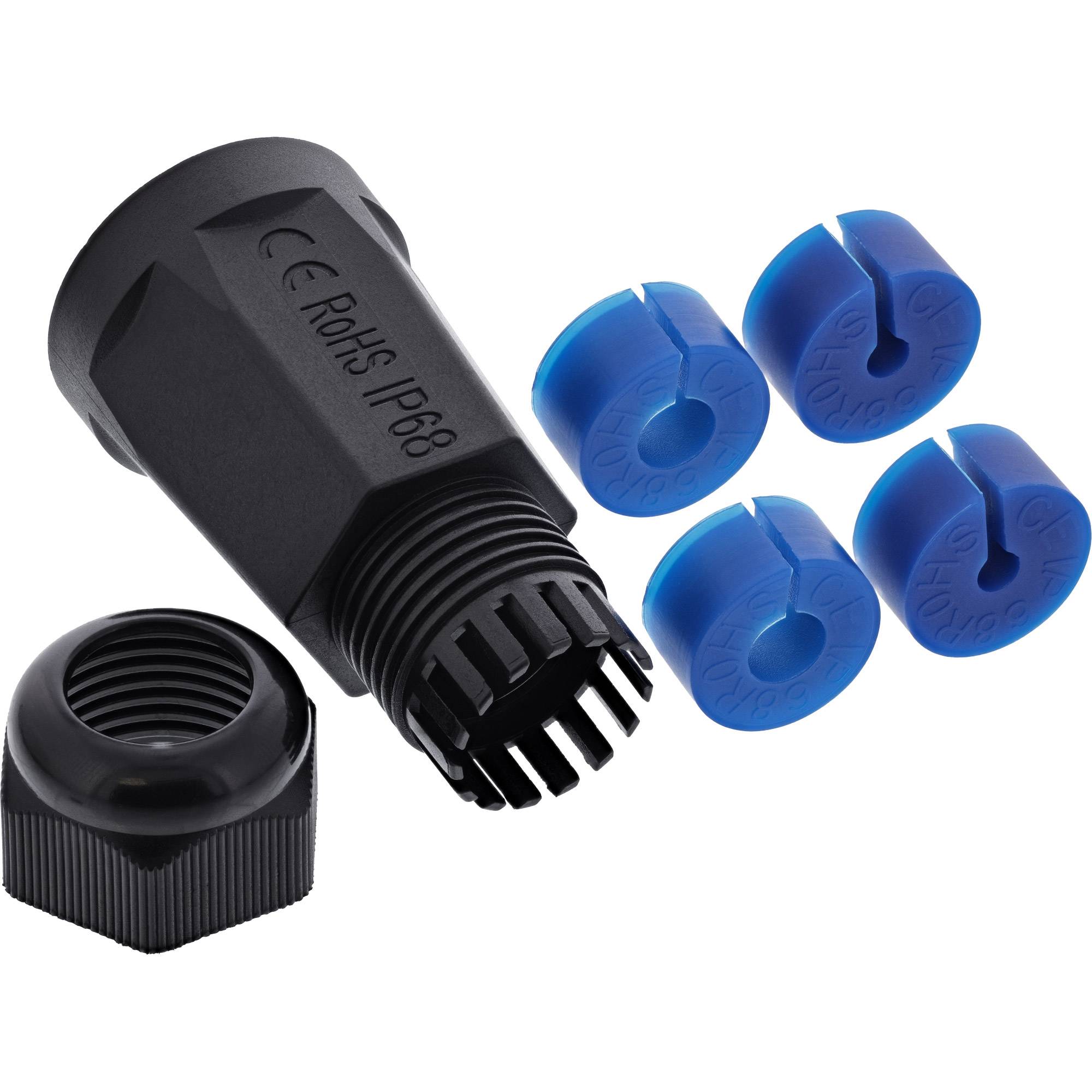 InLine® Kabelverbinder Leergehäuse RJ45 Keystone, IP68, mit Deckel Adapter / Konverter IP68