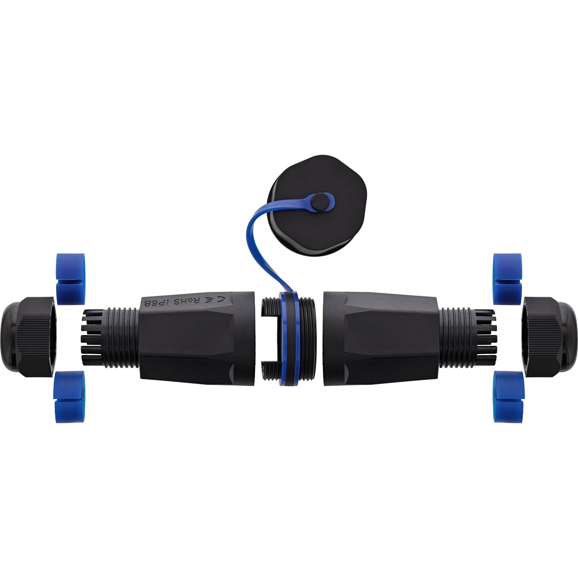 InLine® Kabelverbinder Leergehäuse RJ45 Keystone, IP68, mit Deckel Adapter / Konverter IP68