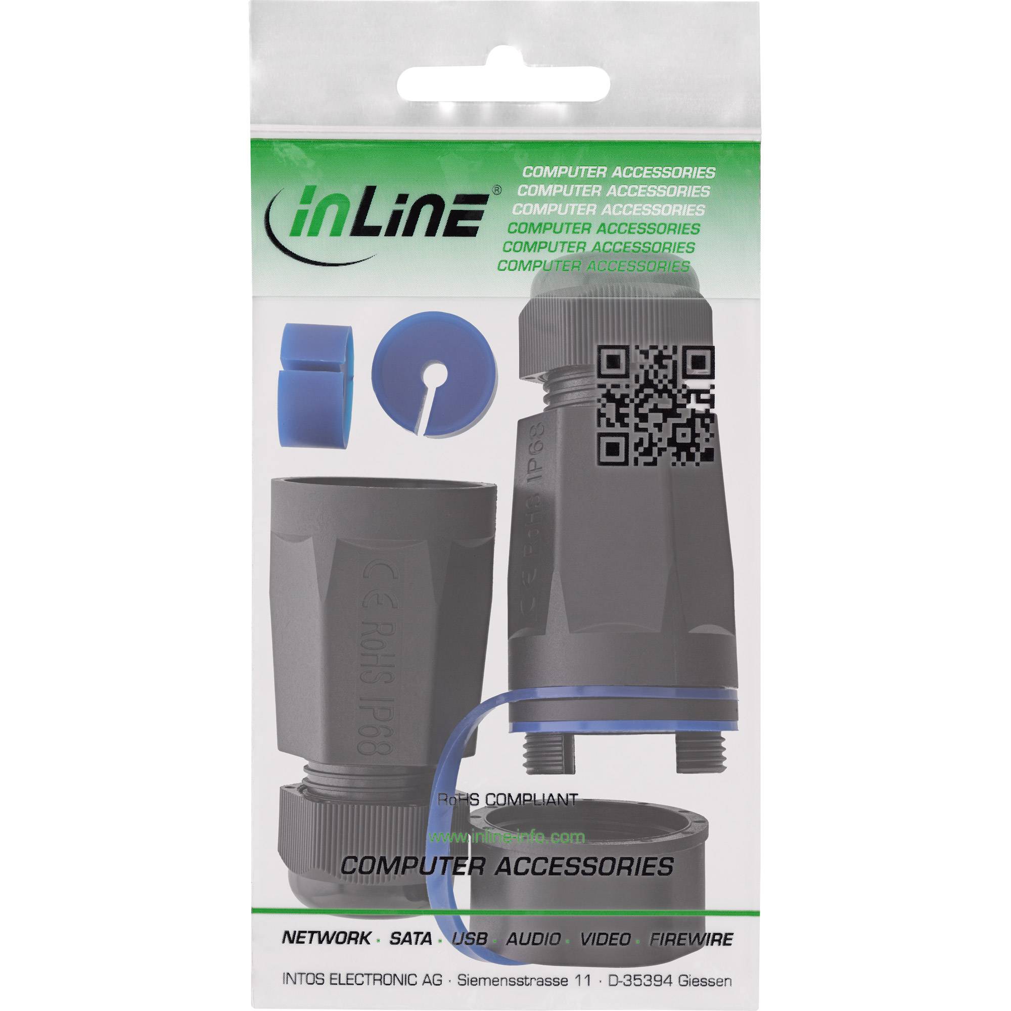 InLine® Kabelverbinder Leergehäuse RJ45 Keystone, IP68, mit Deckel Adapter / Konverter IP68