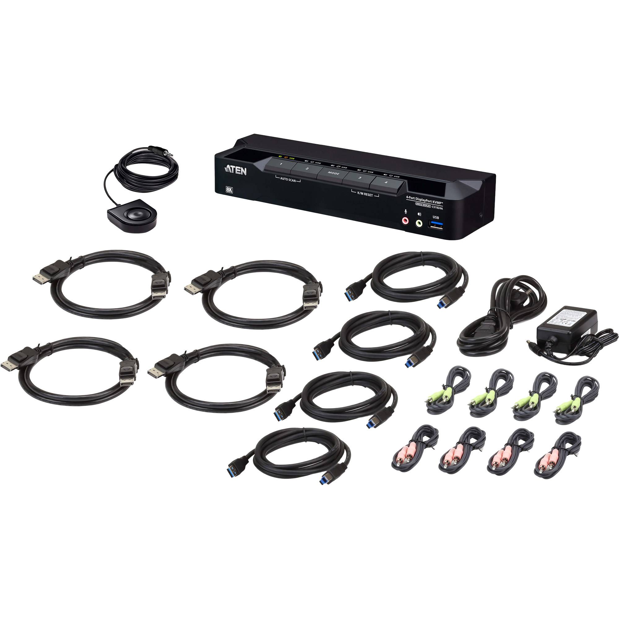 ATEN CS1924A KVMP-Switch 4-fach, DisplayPort, USB 3.0, 8K