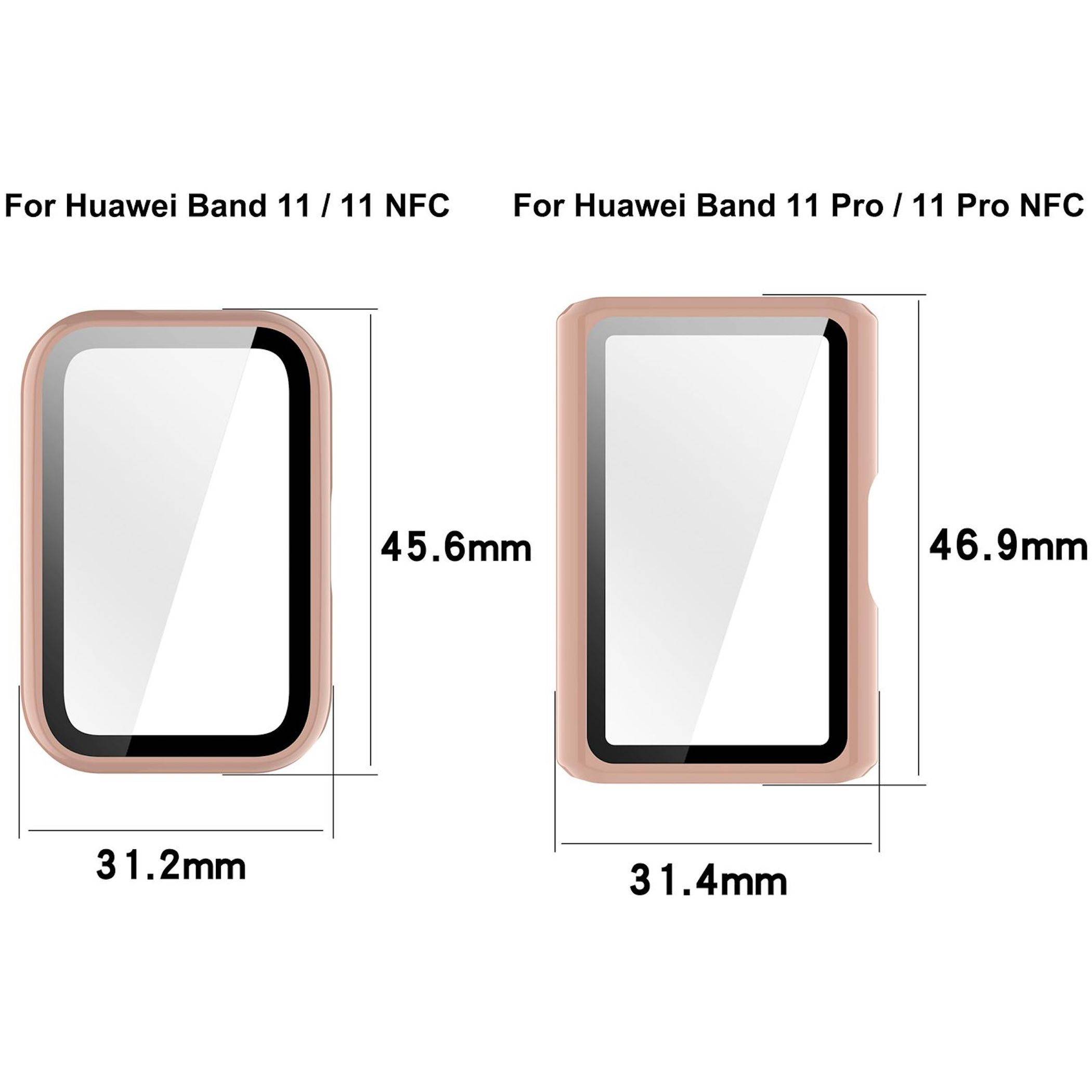 Smartwatch Hülle + Schutzglas für Huawei Band 11 Pro / 11 Pro NFC Schutz Schwarz