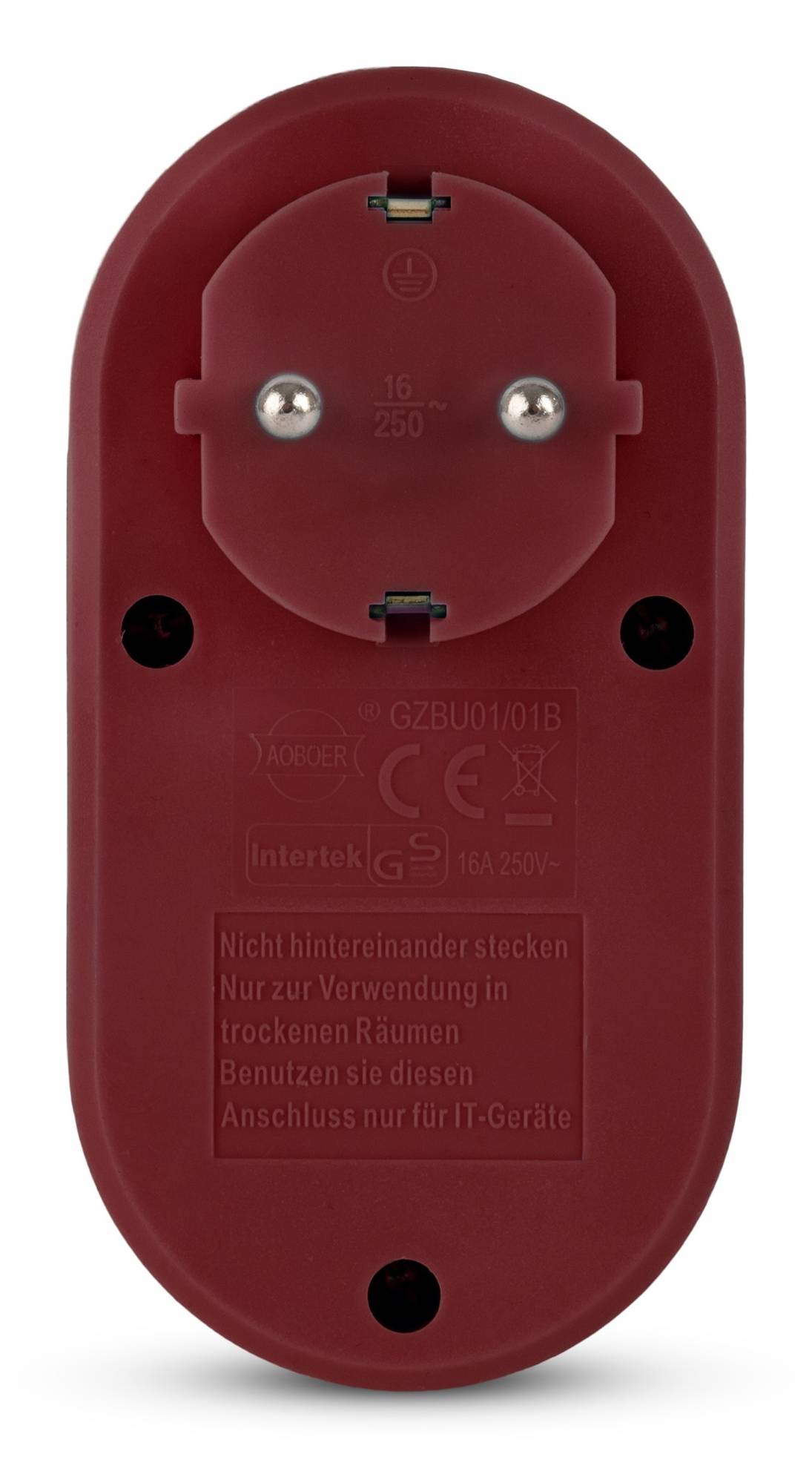 Entac Steckdosenadapter + 2x USB-A burgundy Multimedia-Technik Adapter