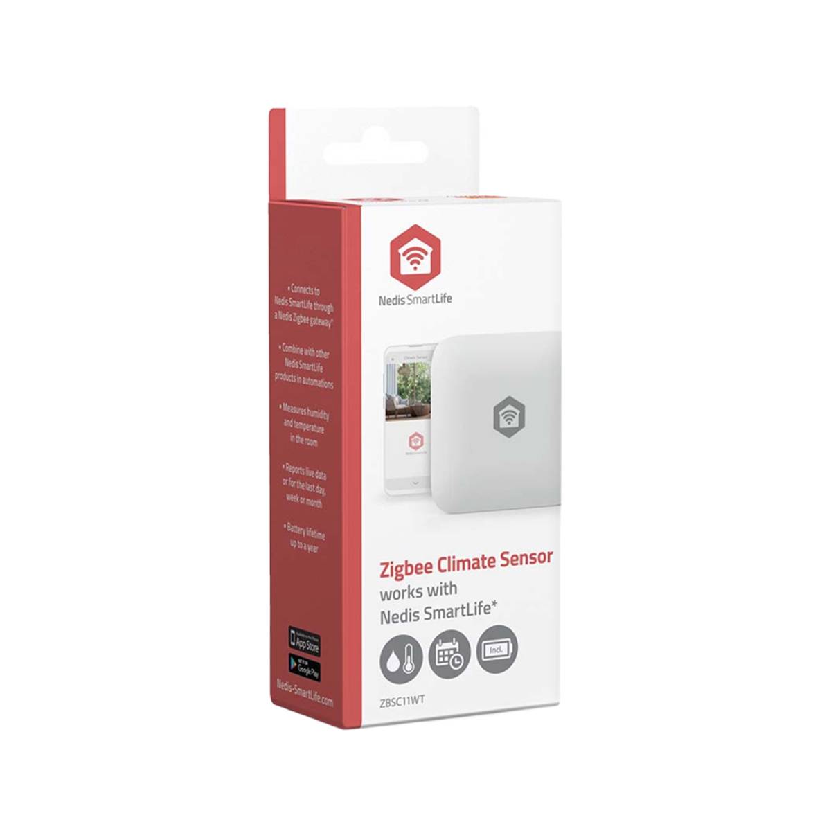 Zigbee 3.0 Temperatur und Feuchtigkeitssensor für Android und iOS Weiß