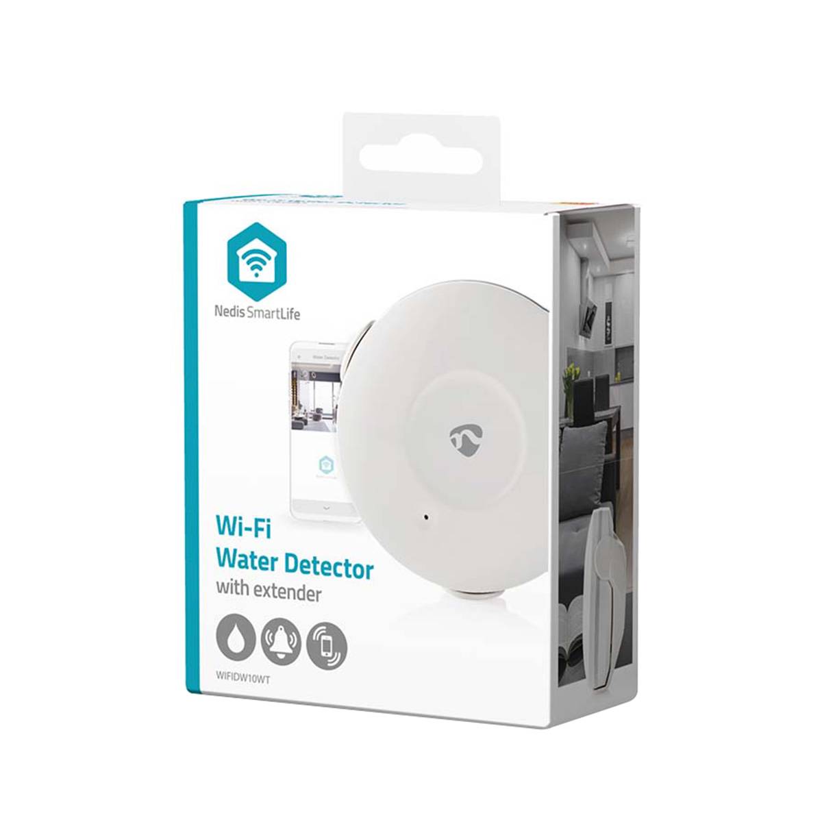 WiFi Wassermelder mit 50dB Alarm für Android und iOS Weiß