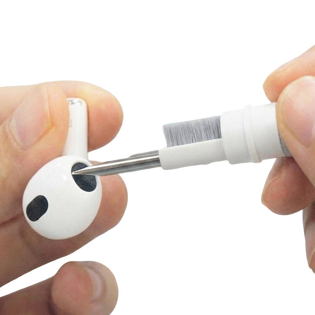 Pro 3-in-1 Reinigungsstift für Ohrhörer mit Spitze Bürste Schaum Weiß