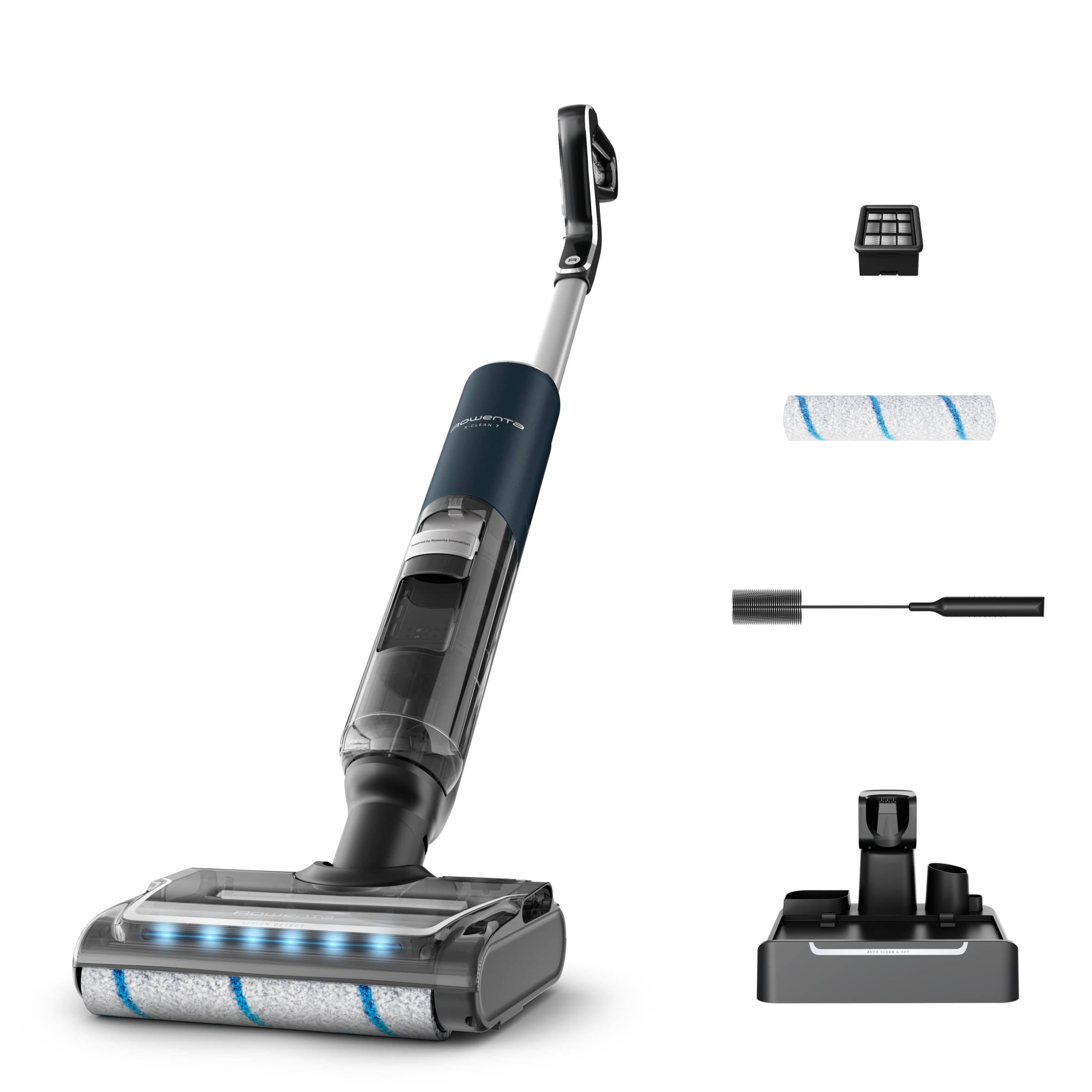 ROWENTA X-Clean 7 GZ5735E0, Stabstaubsauger, Beutellos, Schwarz, Chrom, 0,5 l, Rechteckig, Trocken&Nass