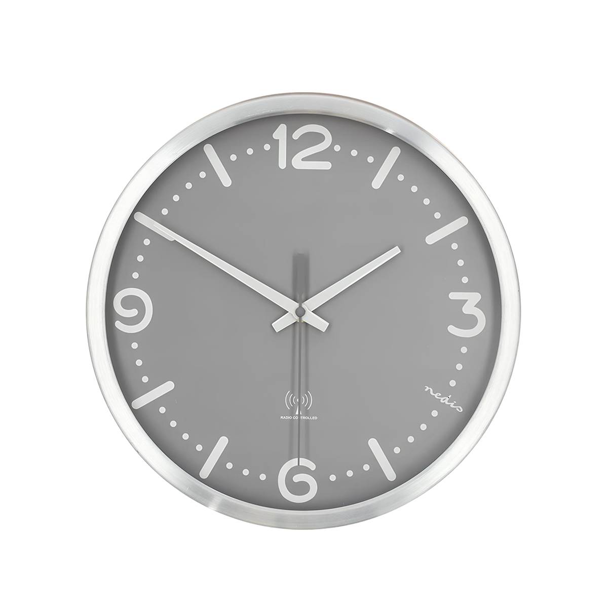Funkuhr Wanduhr leise modernes elegantes Design Grau