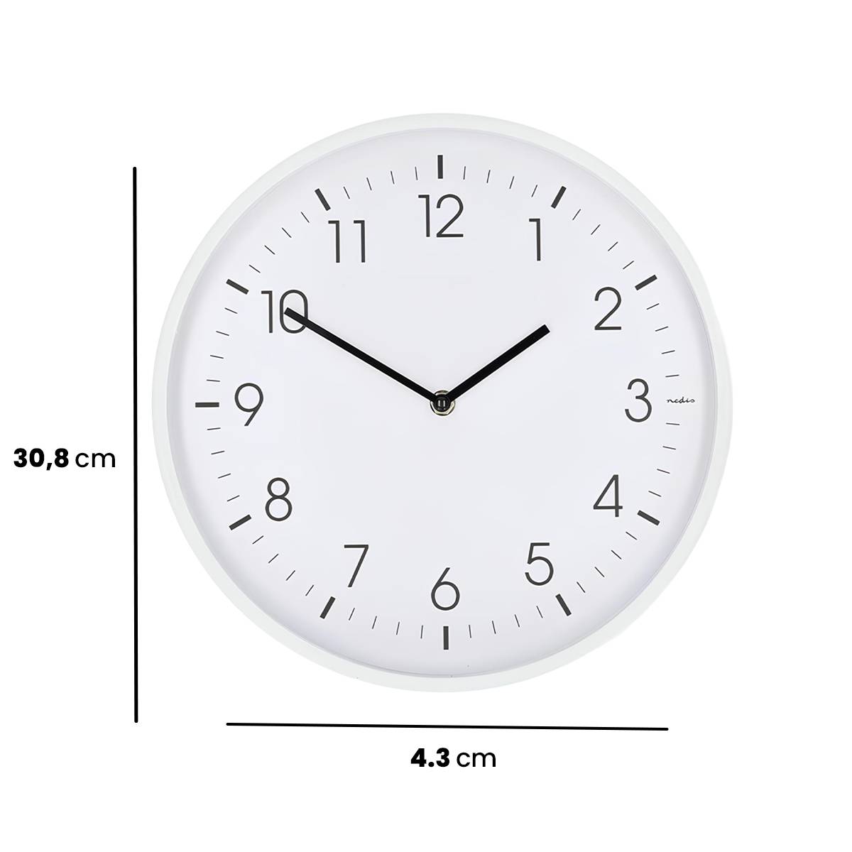 Wanduhr 30 cm geräuschloses Uhrwerk leichter Rahmen Weiß