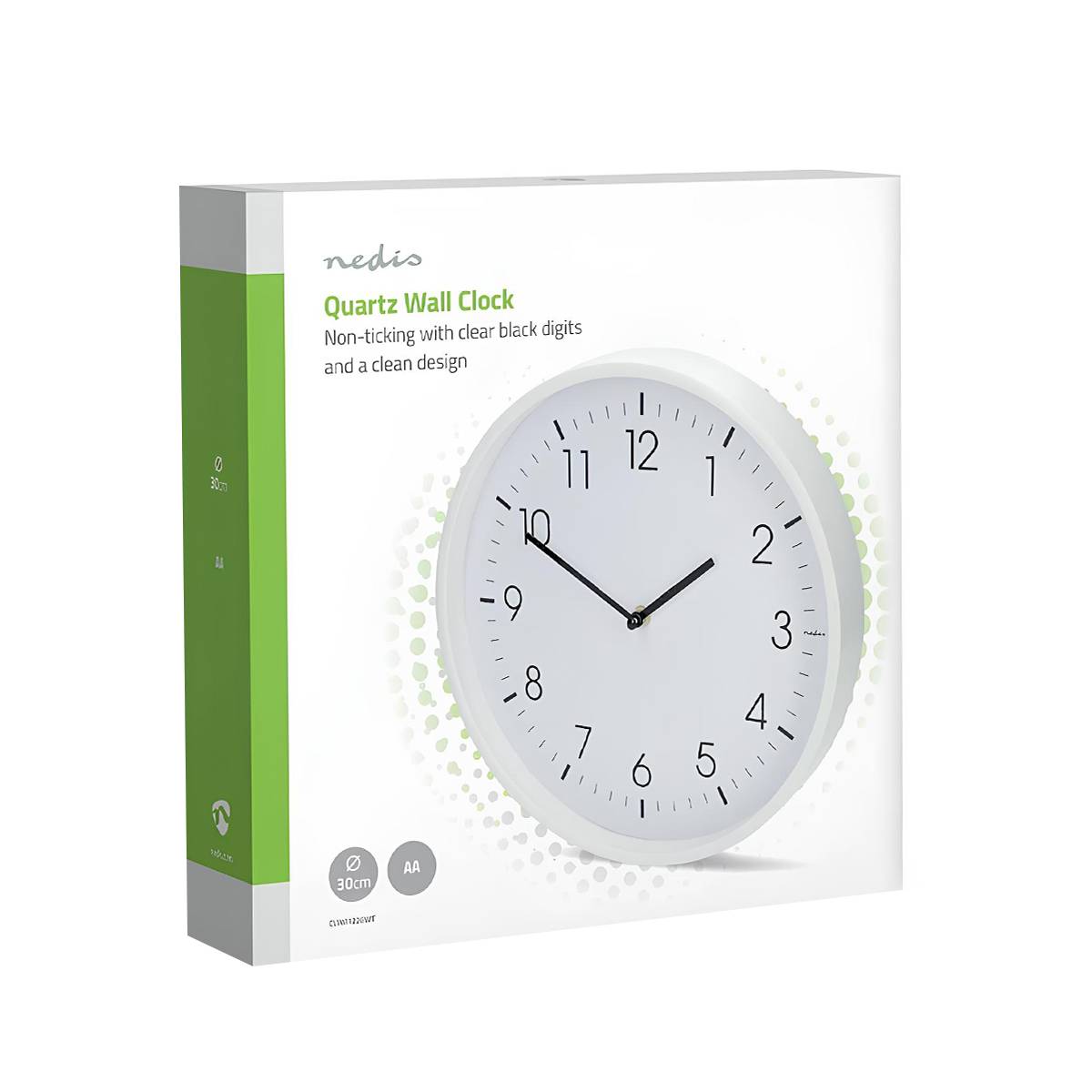 Wanduhr 30 cm geräuschloses Uhrwerk leichter Rahmen Weiß