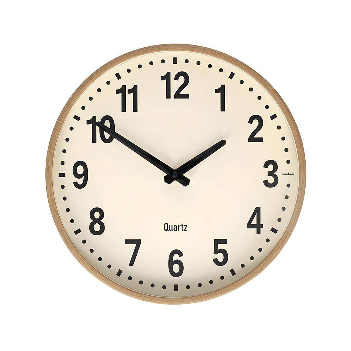 Leise Wanduhr 30 cm Holzoptik große gut lesbare Zahlen Beige