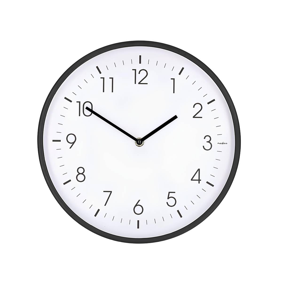 Wanduhr 30 cm geräuschloses Uhrwerk leichter Rahmen Weiß-Schwarz