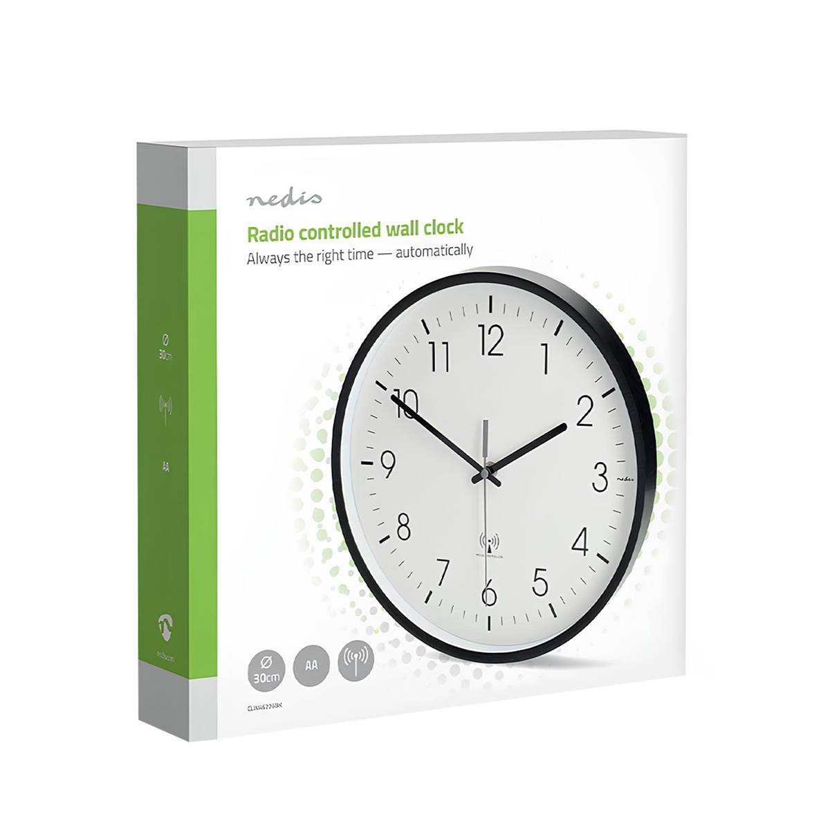 Funkuhr Wanduhr 30 cm leise automatische Synchronisation Weiß-Schwarz