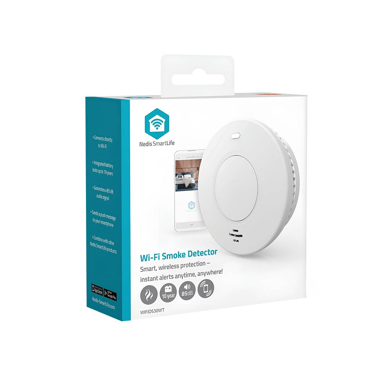 Smarter Rauchmelder 85 dB SmartLife 10 Jahre Lebensdauer Weiß