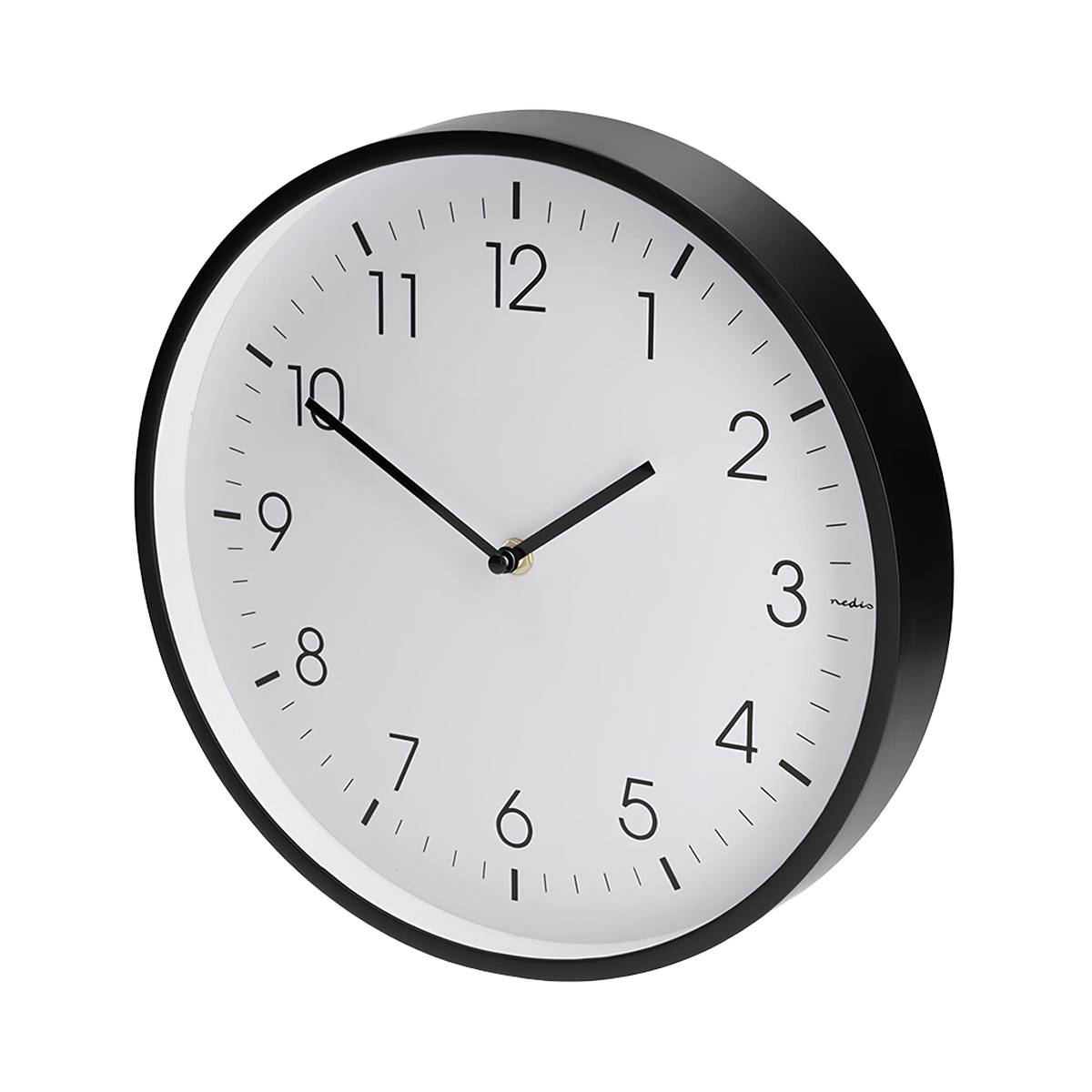 Wanduhr 30 cm geräuschloses Uhrwerk leichter Rahmen Weiß-Schwarz