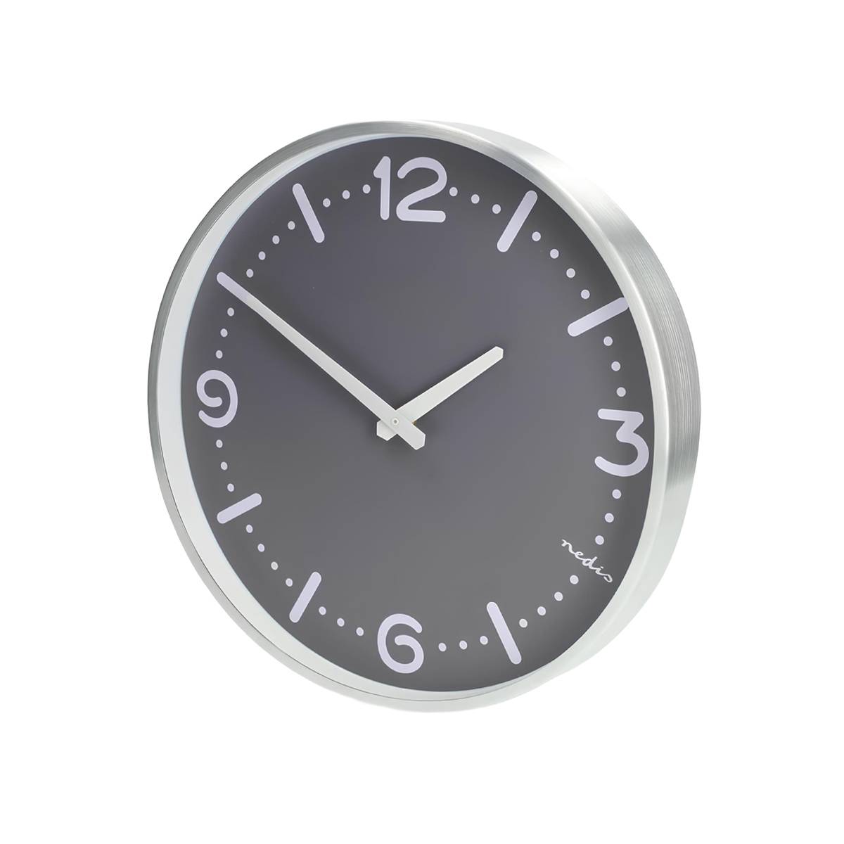 Leise Wanduhr 30 cm Aluminium gut lesbare Anzeige Grau