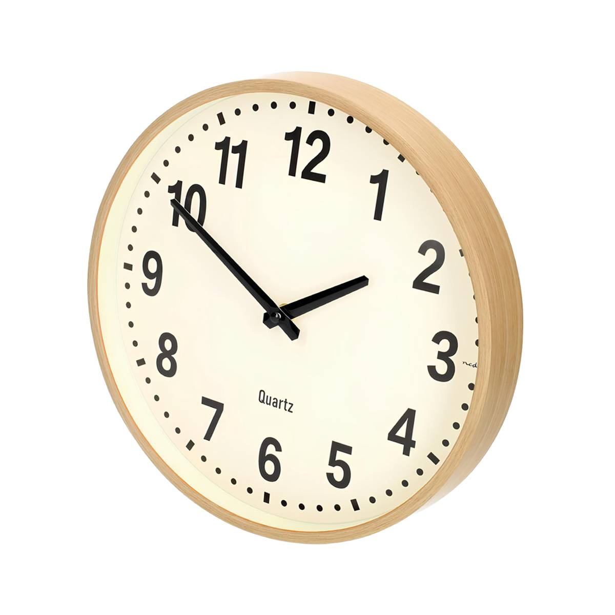 Leise Wanduhr 30 cm Holzoptik große gut lesbare Zahlen Beige