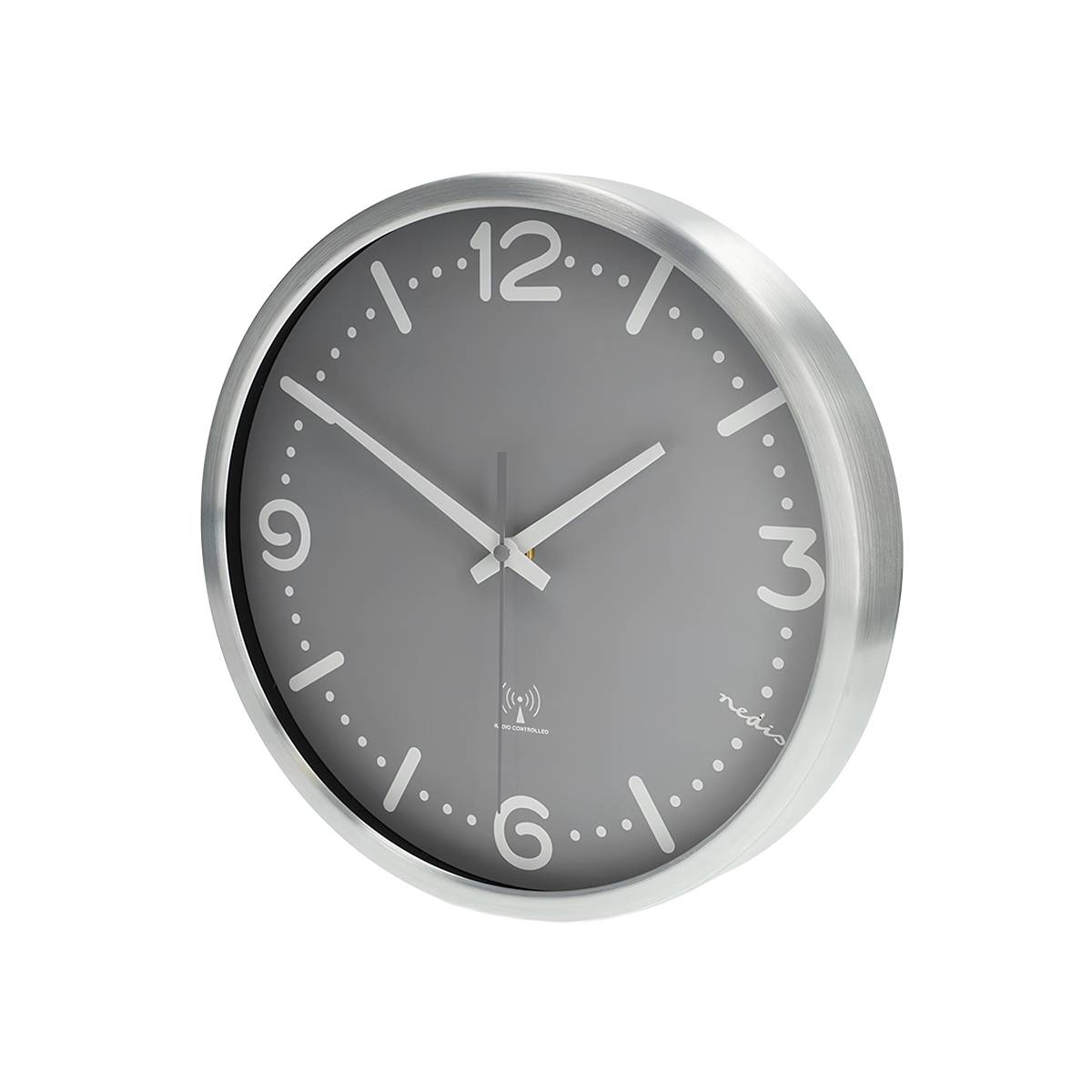Funkuhr Wanduhr leise modernes elegantes Design Grau